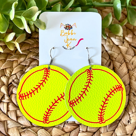 SALE: Softball Leather Earrings - ONLY ONE LEFT