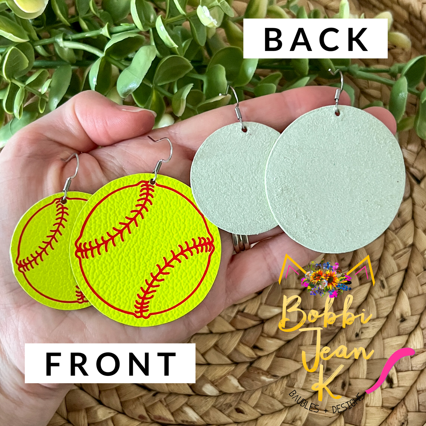 SALE: Softball Leather Earrings - ONLY ONE LEFT