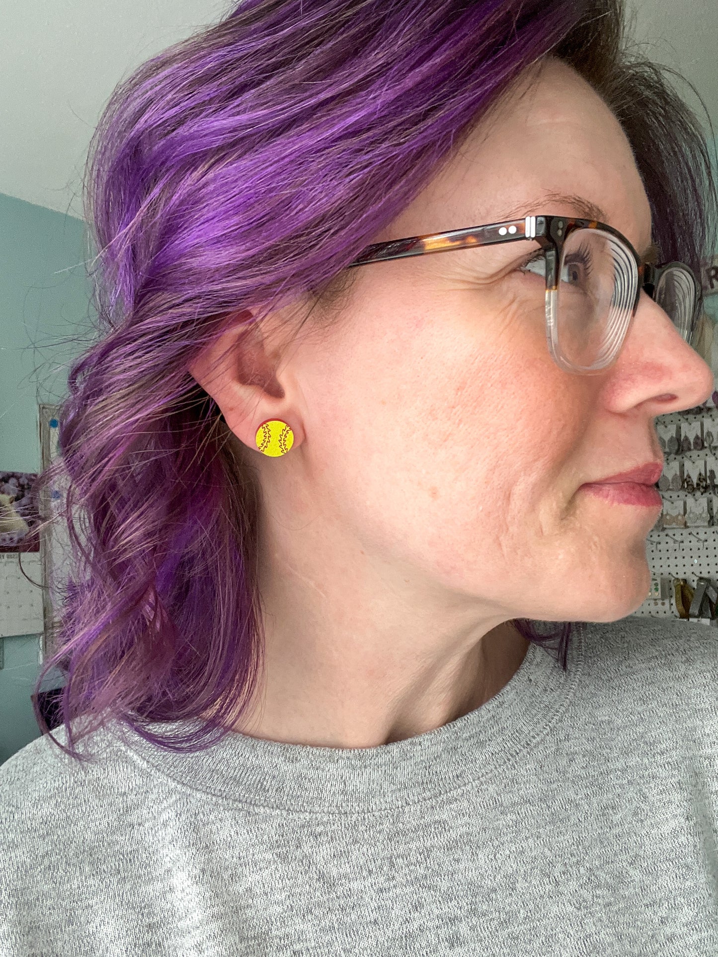 SALE: Baseball & Softball Acrylic Studs - ONLY SOFTBALL LEFT (WAS $10)