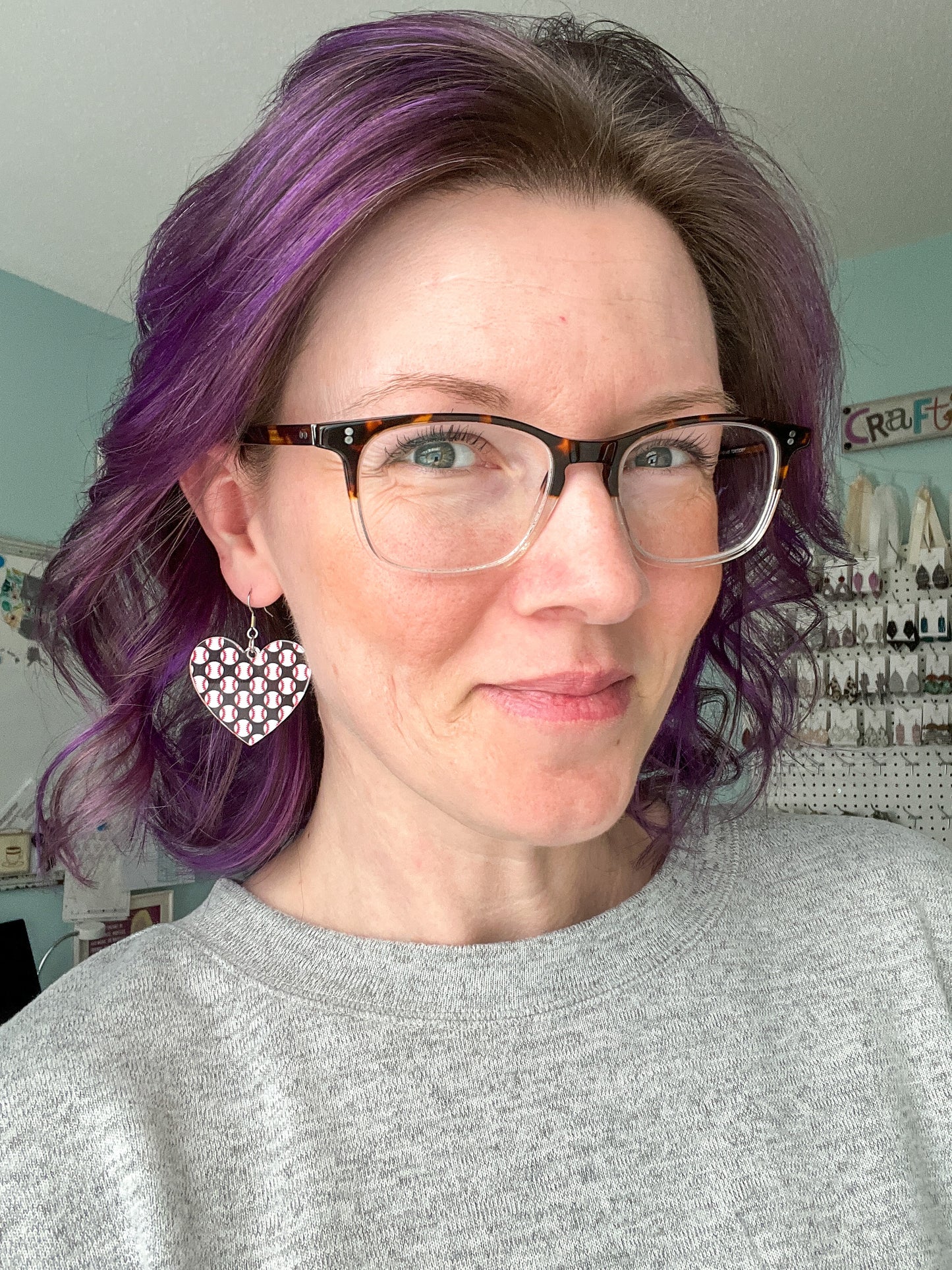 SALE: Baseball & Softball Acrylic Heart Earrings. - LAST CHANCE (WAS $14)