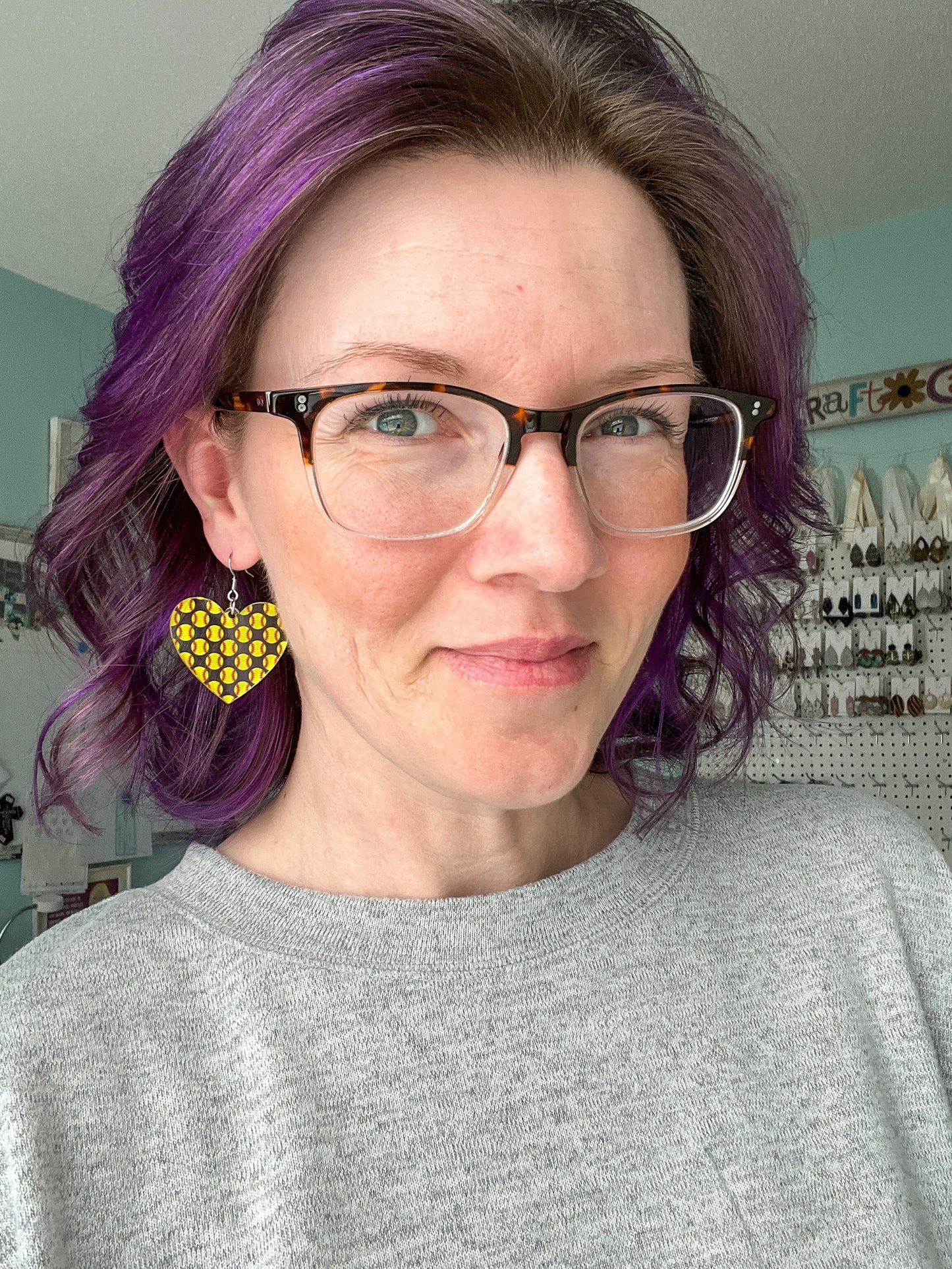 SALE: Baseball & Softball Acrylic Heart Earrings. - LAST CHANCE (WAS $14)