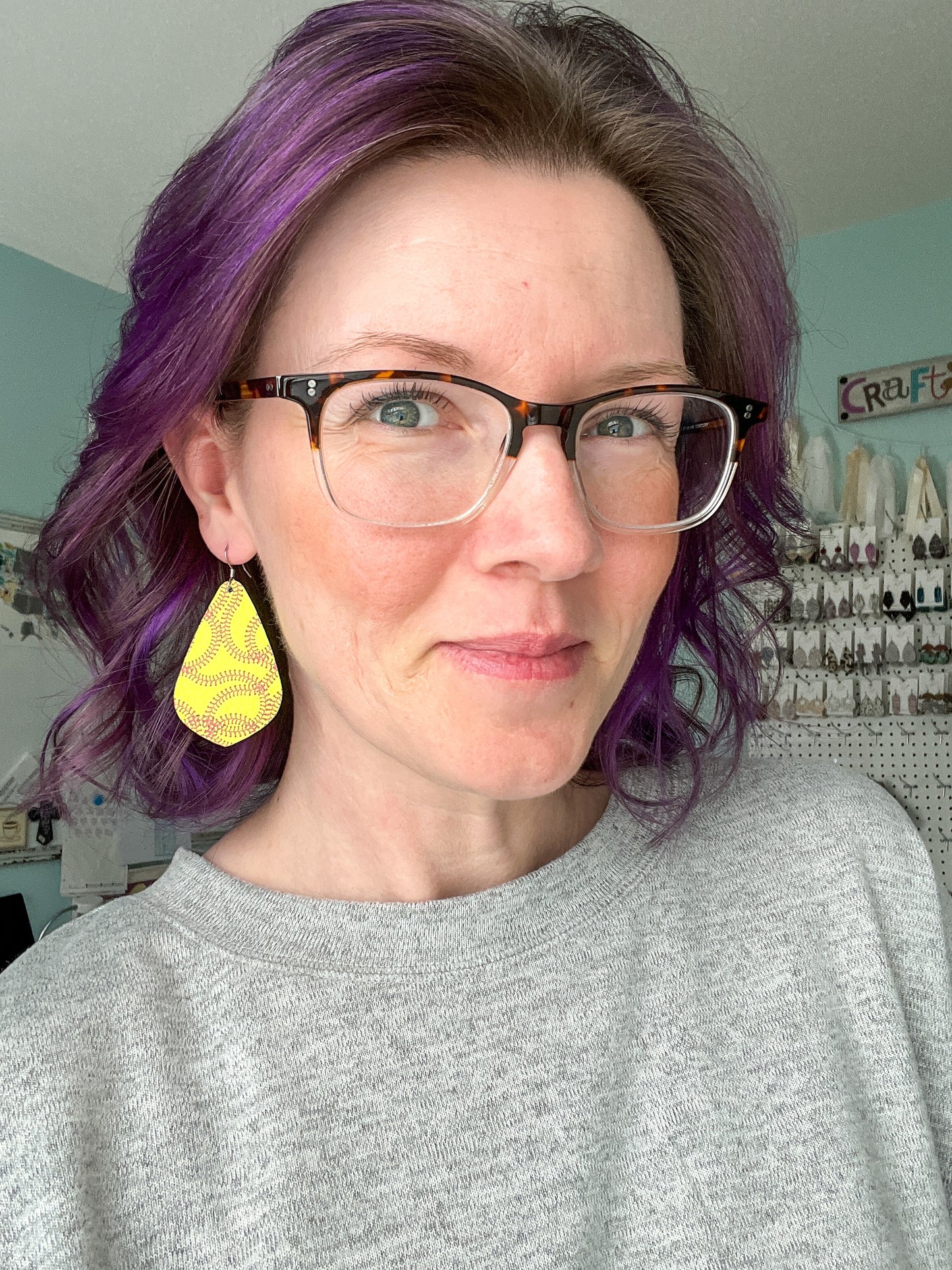 SALE: Softball Pointed Leather Teardrop Earrings - LAST CHANCE