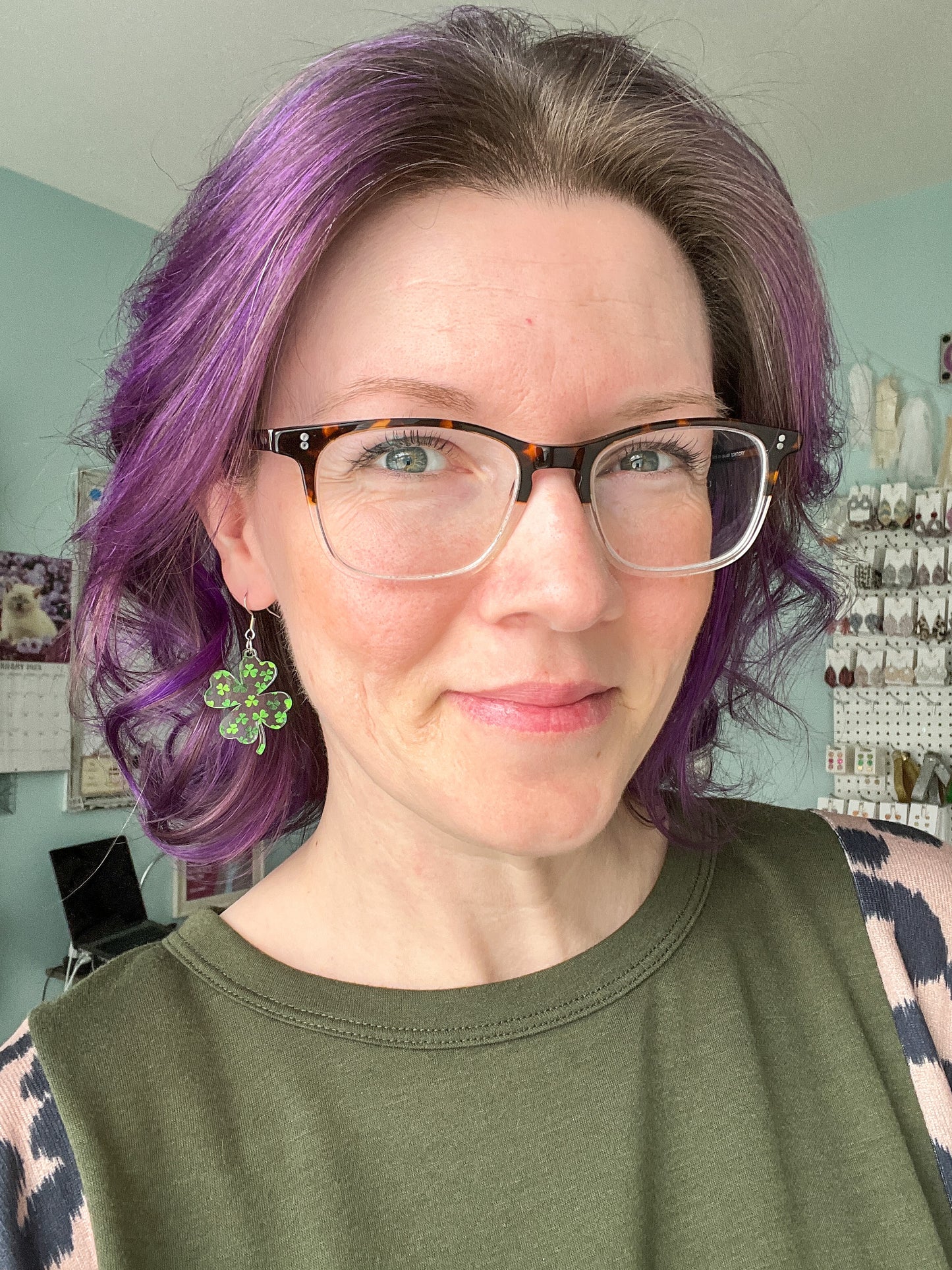 Scattered Clover Clear Acrylic Earrings: Choose From 2 Styles - LAST CHANCE