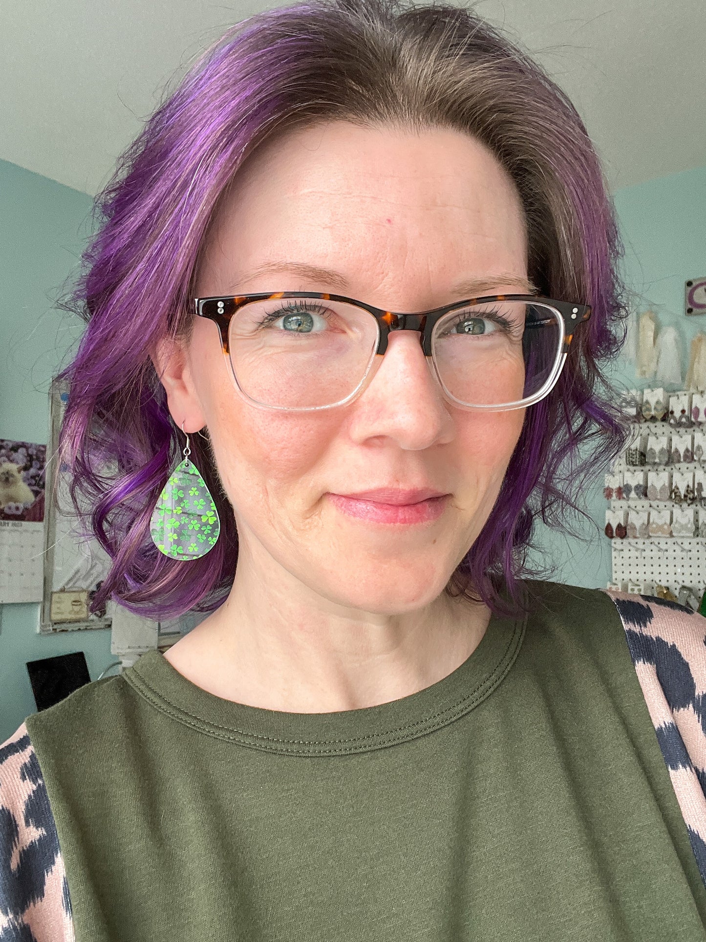 Scattered Clover Clear Acrylic Earrings: Choose From 2 Styles - LAST CHANCE