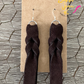 Dark Chocolate Brown Hand Braided Suede Leather Earrings