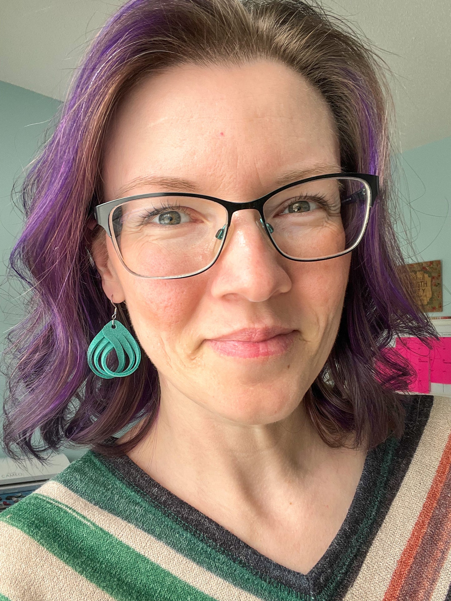 SALE: Sea Foam Green Loop Suede Leather Earrings - COLOR WILL BE DISCONTINUED ONCE SOLD OUT