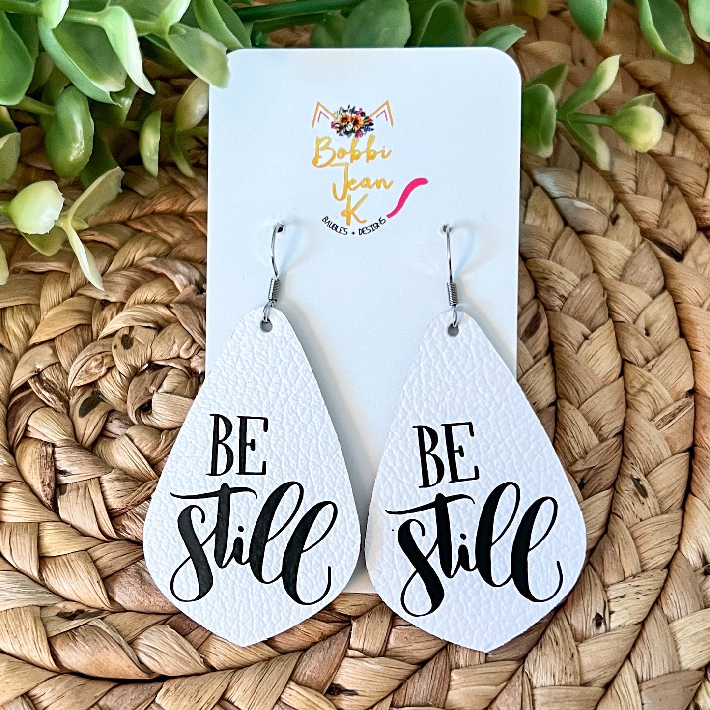 SALE: Be Still Pointed Teardrop Leather Earrings - DESIGN BEING DISCONTINUED - ONLY ONE LEFT