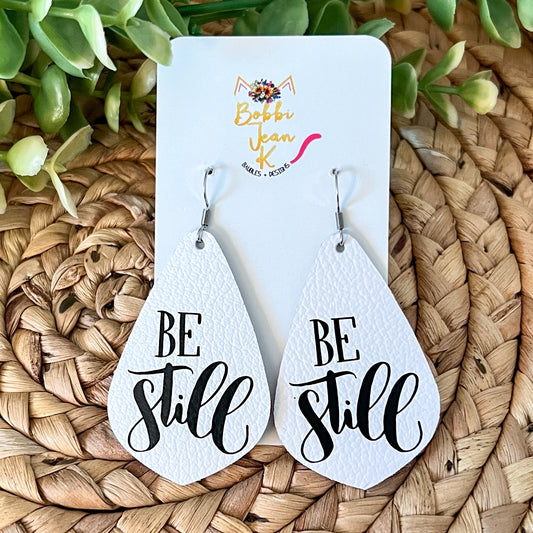 SALE: Be Still Pointed Teardrop Leather Earrings - DESIGN BEING DISCONTINUED - ONLY ONE LEFT