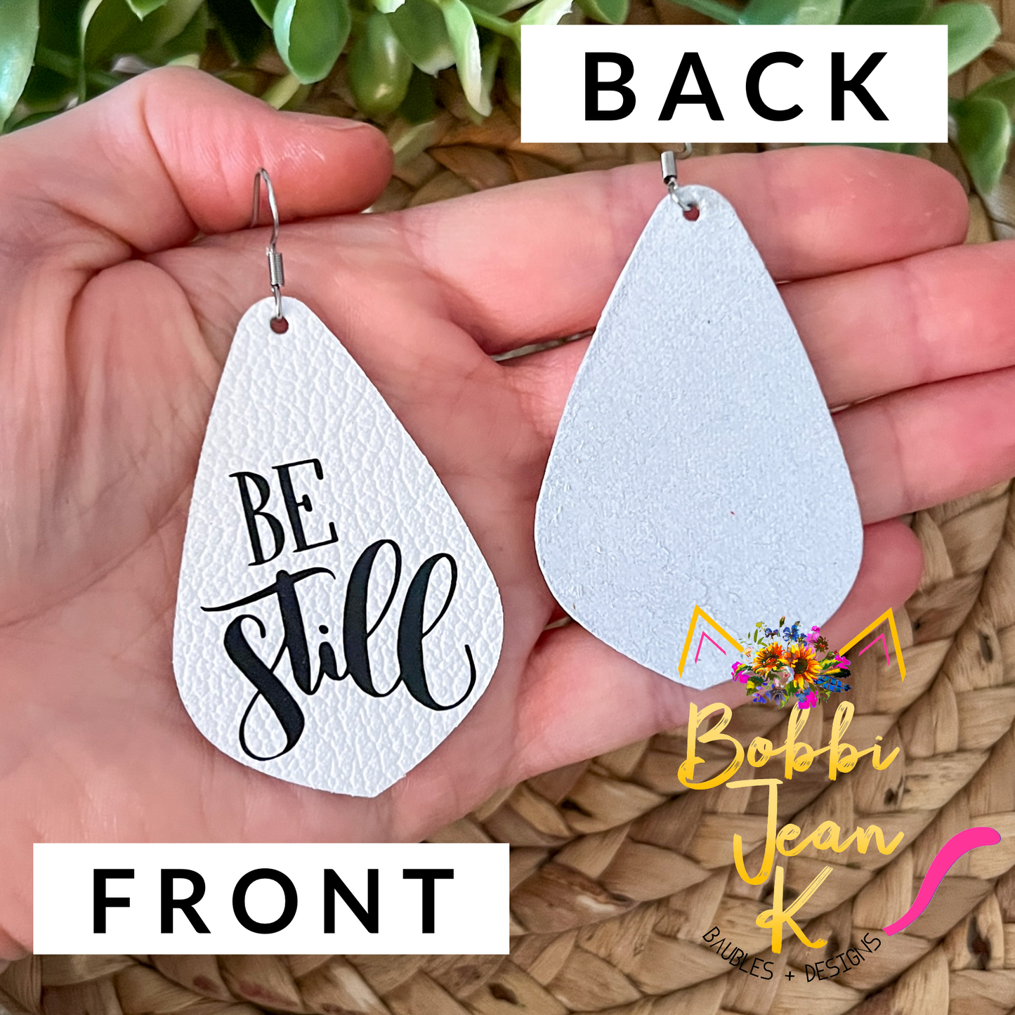 SALE: Be Still Pointed Teardrop Leather Earrings - DESIGN BEING DISCONTINUED - ONLY ONE LEFT