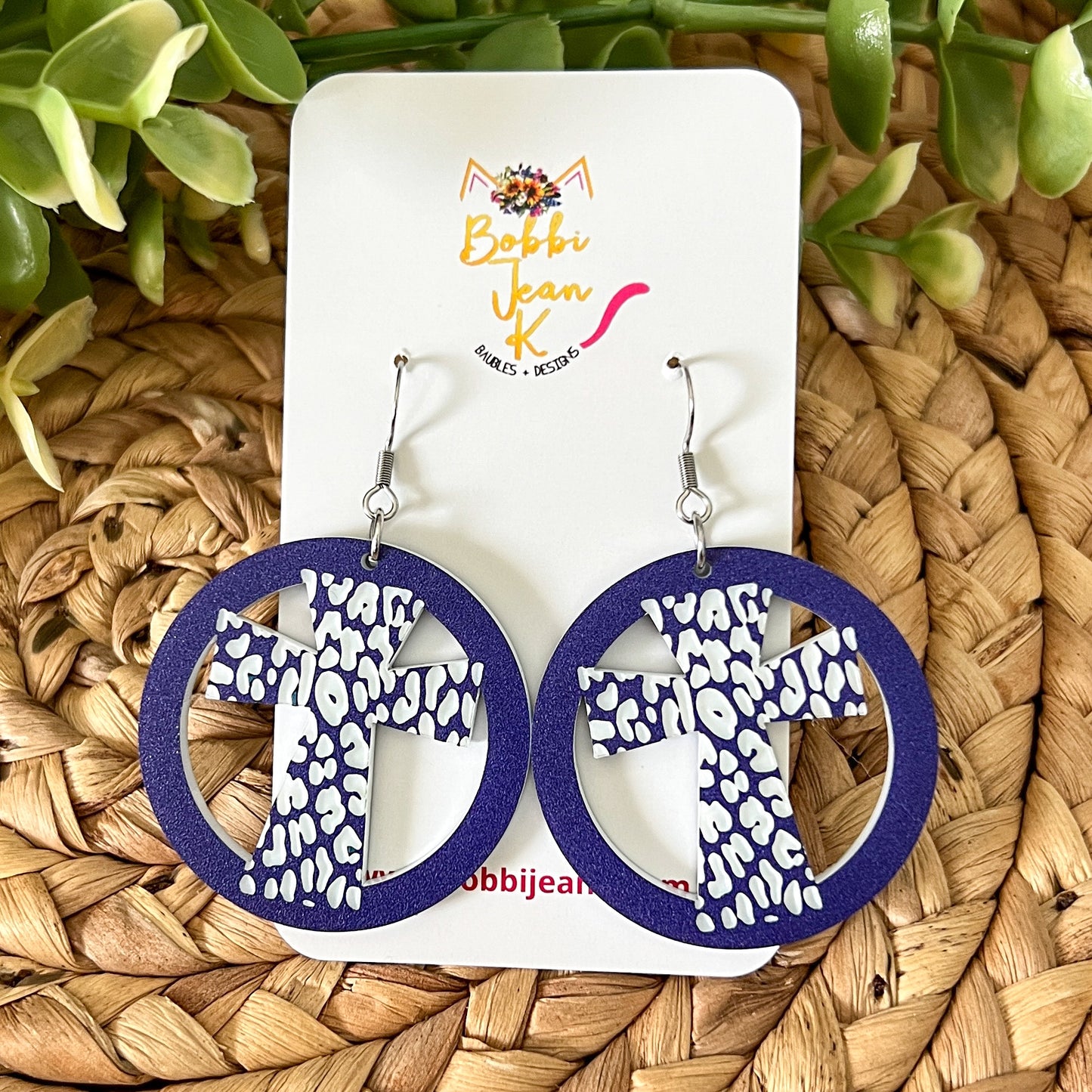 Leopard Engraved Circular Cross Acrylic Earrings: Choose From 3 Colors - LAST CHANCE - DESIGN BEING DISCONTINUED (Was $16)