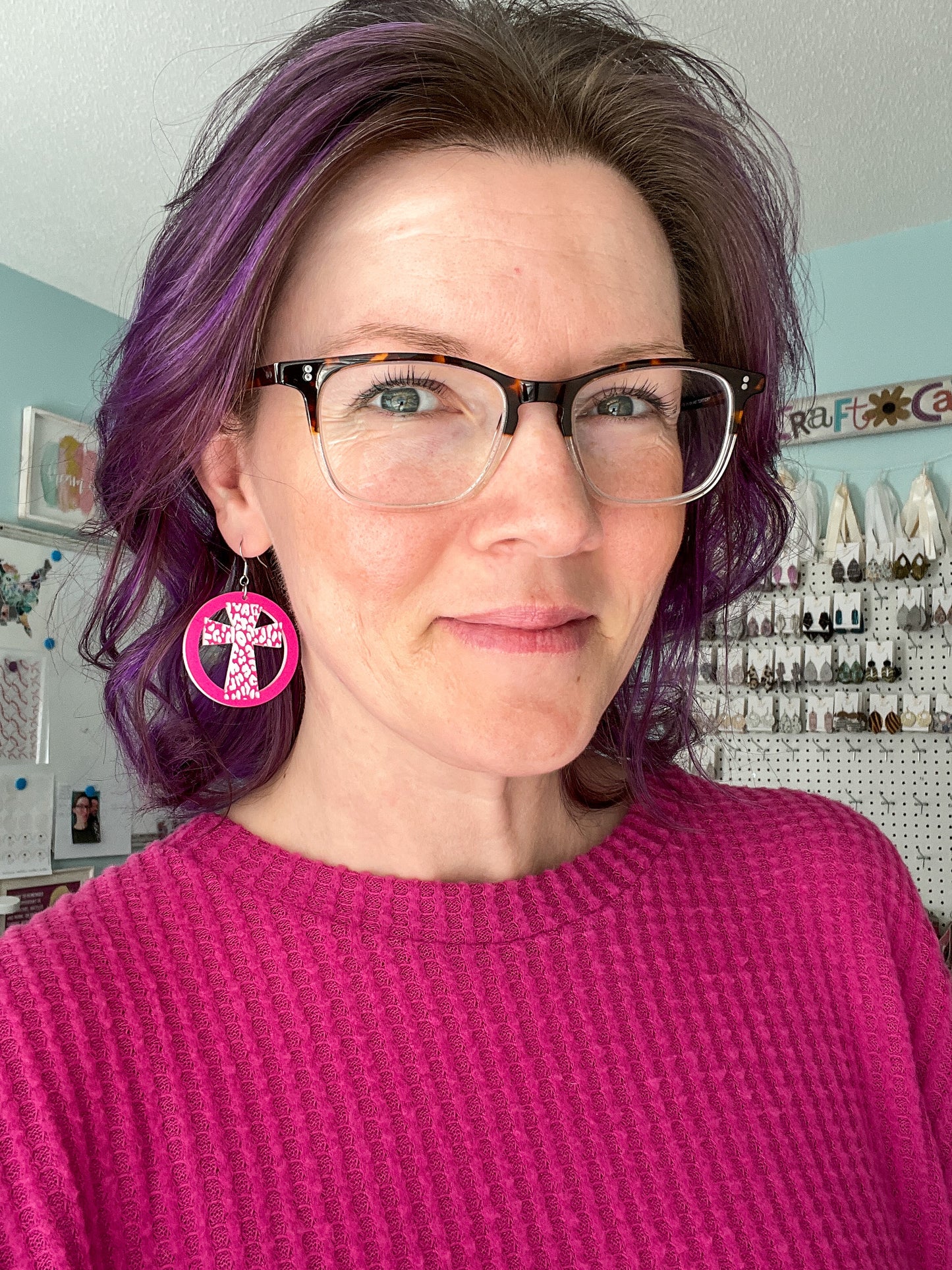 Leopard Engraved Circular Cross Acrylic Earrings: Choose From 3 Colors - LAST CHANCE - DESIGN BEING DISCONTINUED (Was $16)