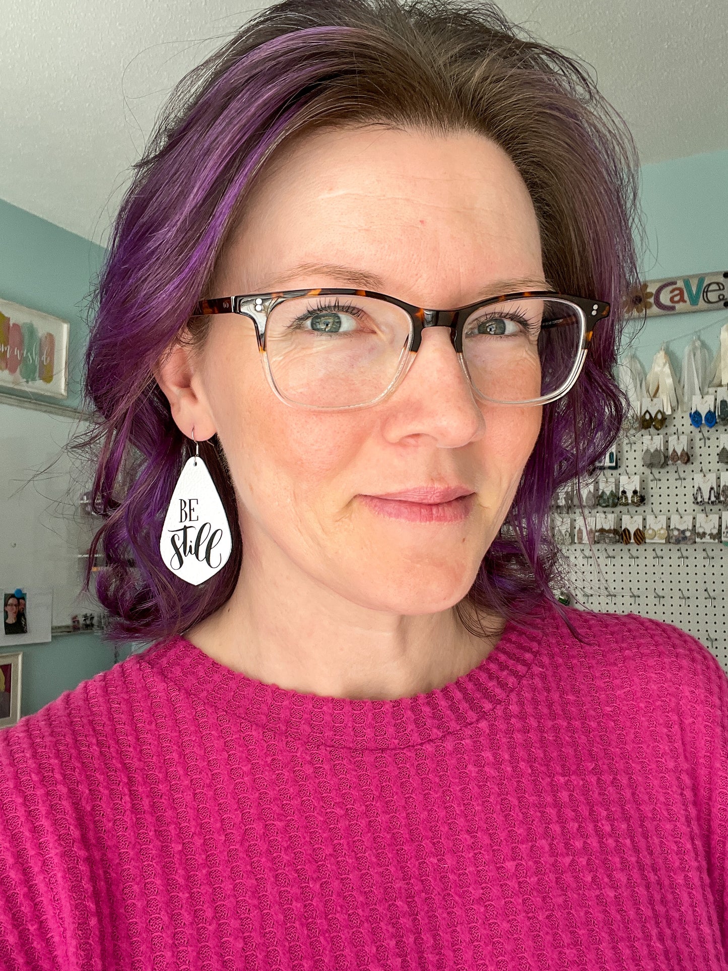 SALE: Be Still Pointed Teardrop Leather Earrings - DESIGN BEING DISCONTINUED - ONLY ONE LEFT