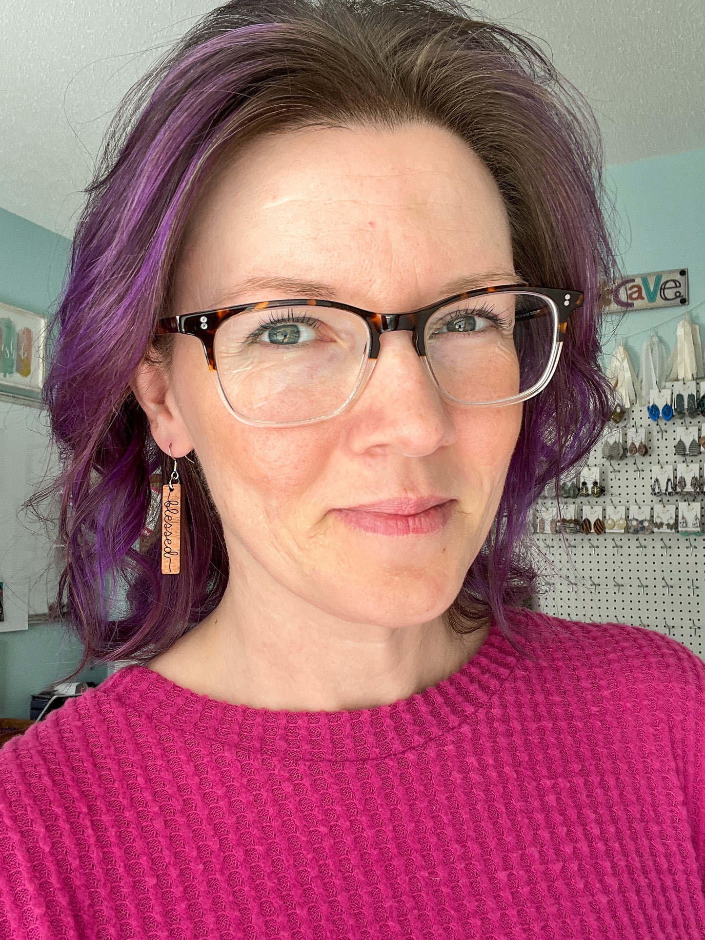 Sapele Wood Bar Earrings: Choose From Blessed, Faith, Hope, or Strength