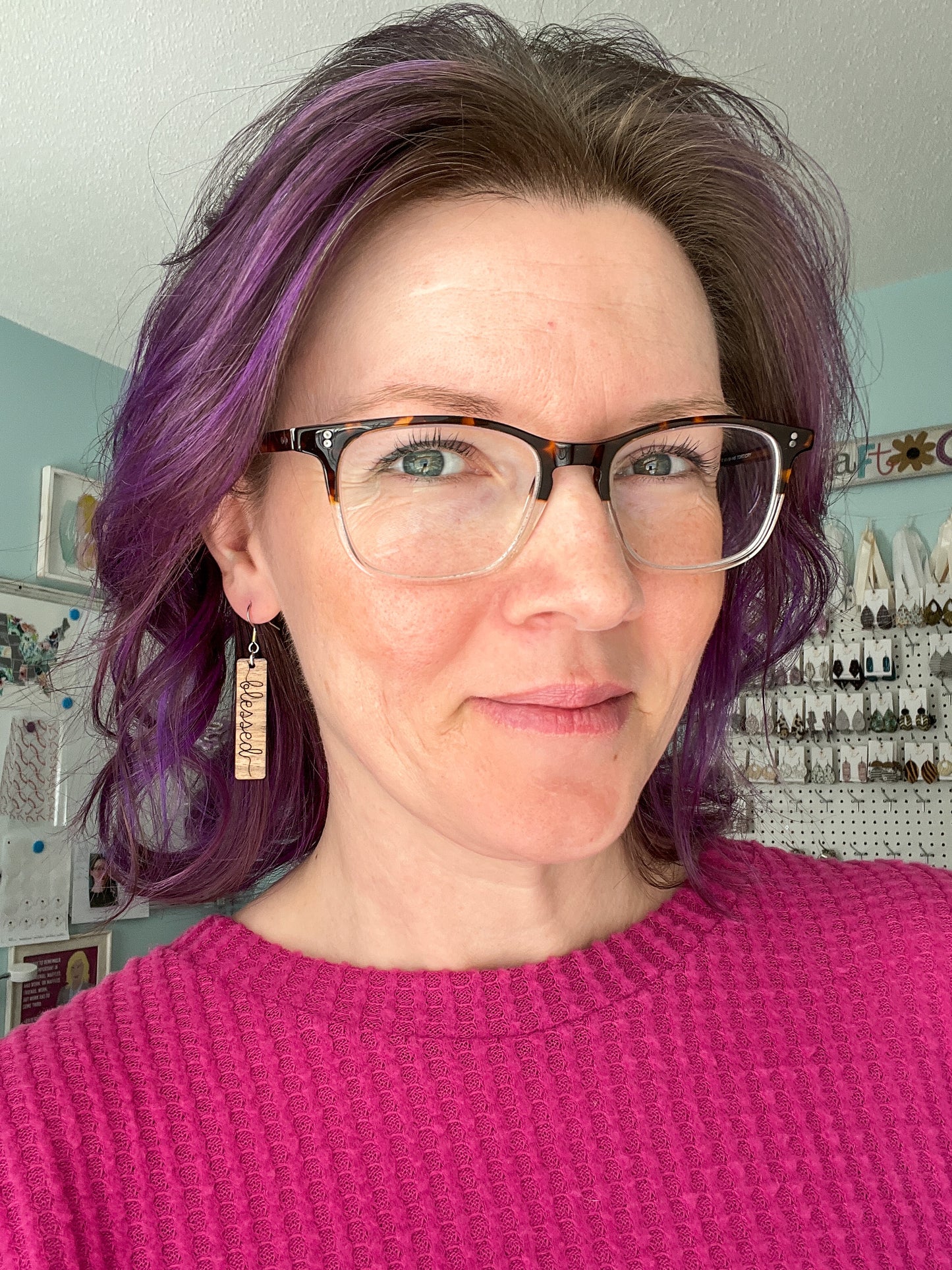 Walnut Wood Bar Earrings: Choose From Blessed, Faith, Hope, or Strength