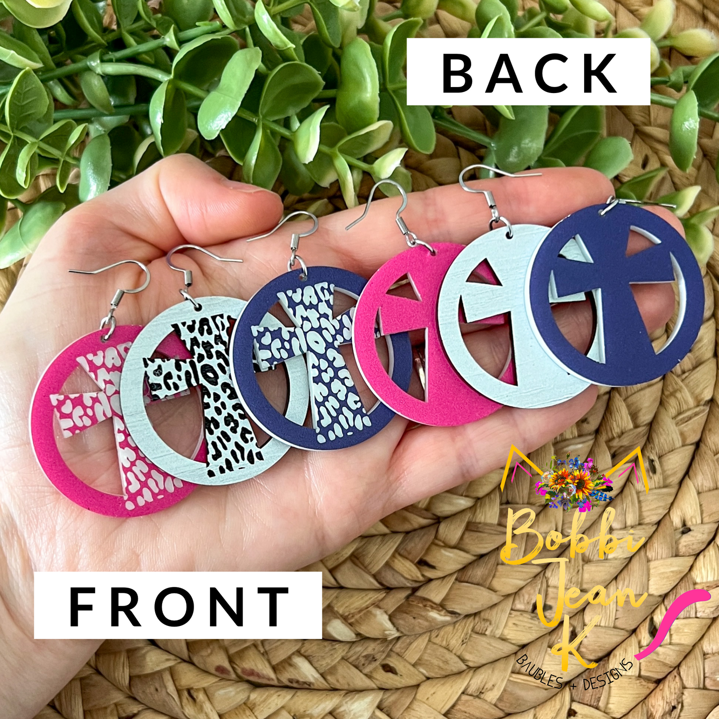 Leopard Engraved Circular Cross Acrylic Earrings: Choose From 3 Colors - LAST CHANCE - DESIGN BEING DISCONTINUED (Was $16)