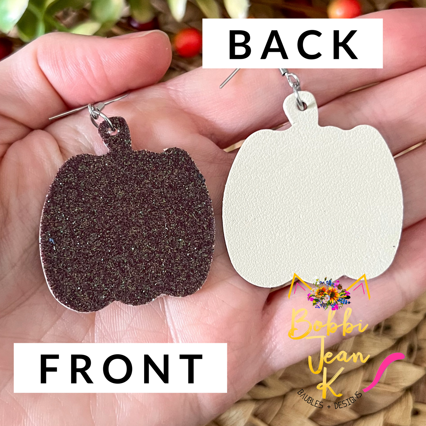 SALE: Brown Infused Glitter Pumpkin Earrings - LAST CHANCE