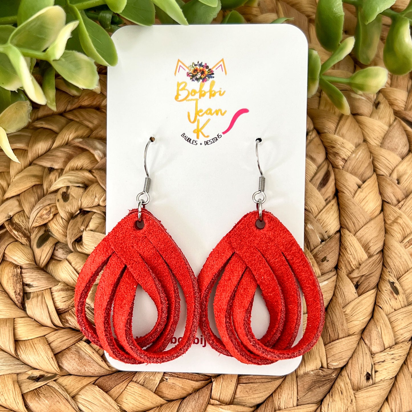 SALE: Fire Orange Loop Suede Leather Earrings - COLOR WILL BE DISCONTINUED ONCE SOLD OUT