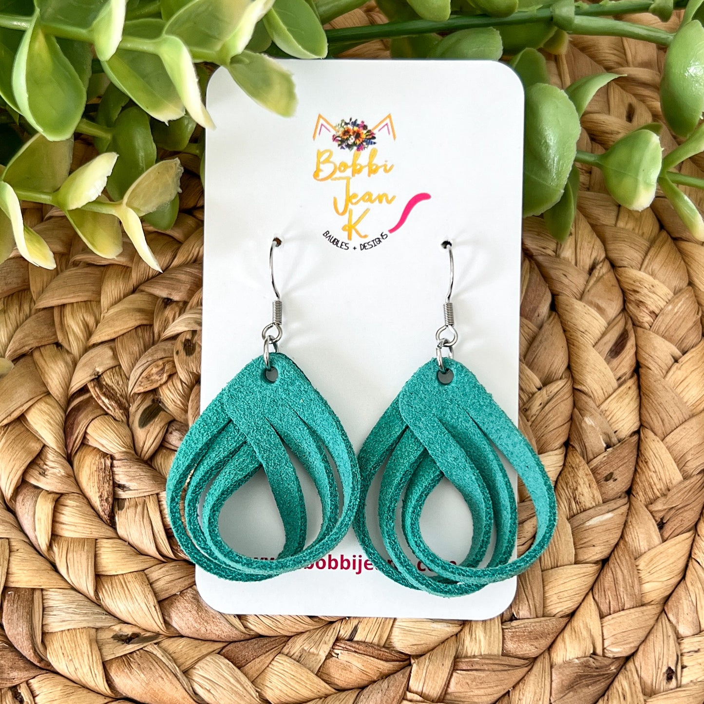 SALE: Sea Foam Green Loop Suede Leather Earrings - COLOR WILL BE DISCONTINUED ONCE SOLD OUT