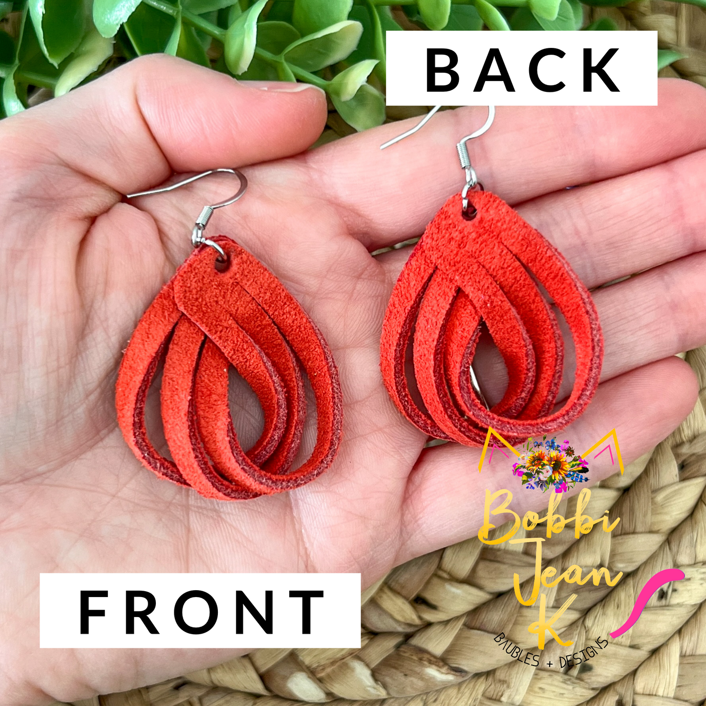 SALE: Fire Orange Loop Suede Leather Earrings - COLOR WILL BE DISCONTINUED ONCE SOLD OUT