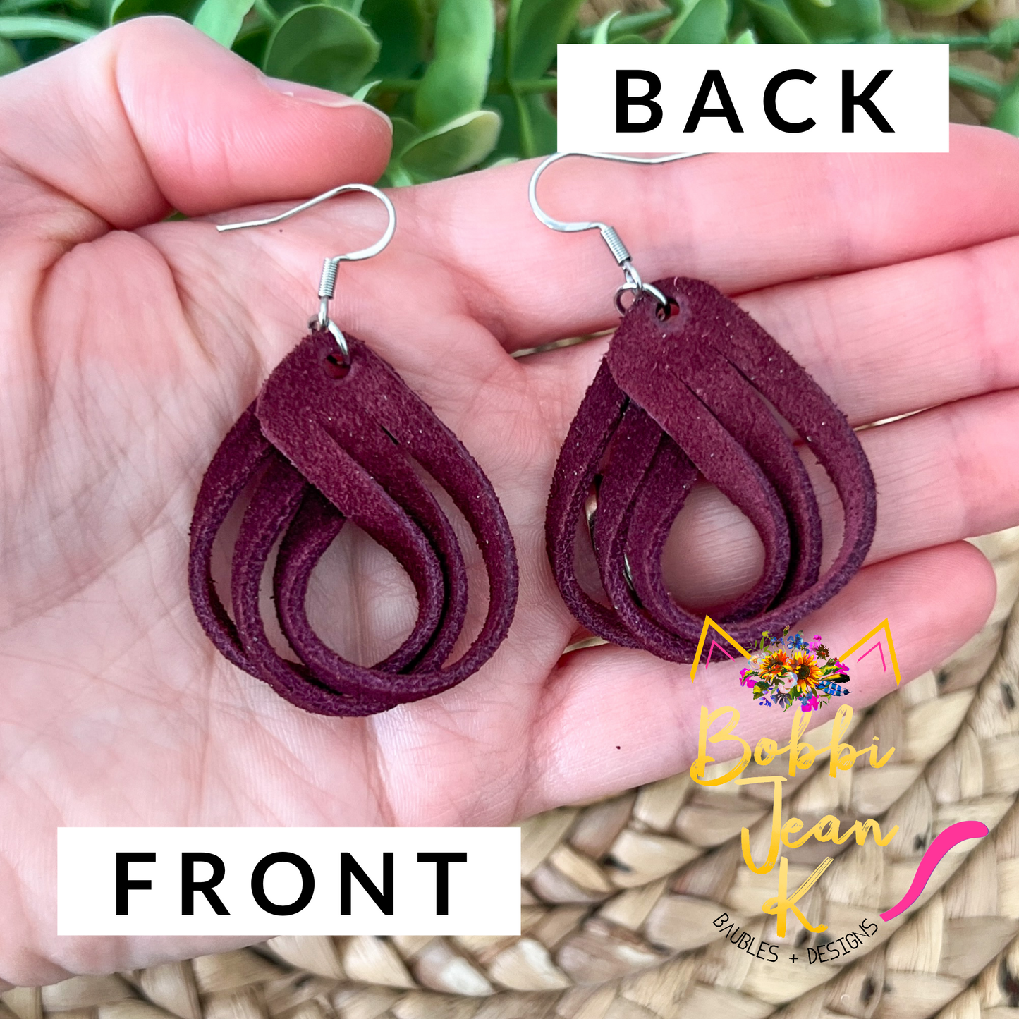 SALE: Burgundy Loop Suede Leather Earrings - COLOR WILL BE DISCONTINUED ONCE SOLD OUT