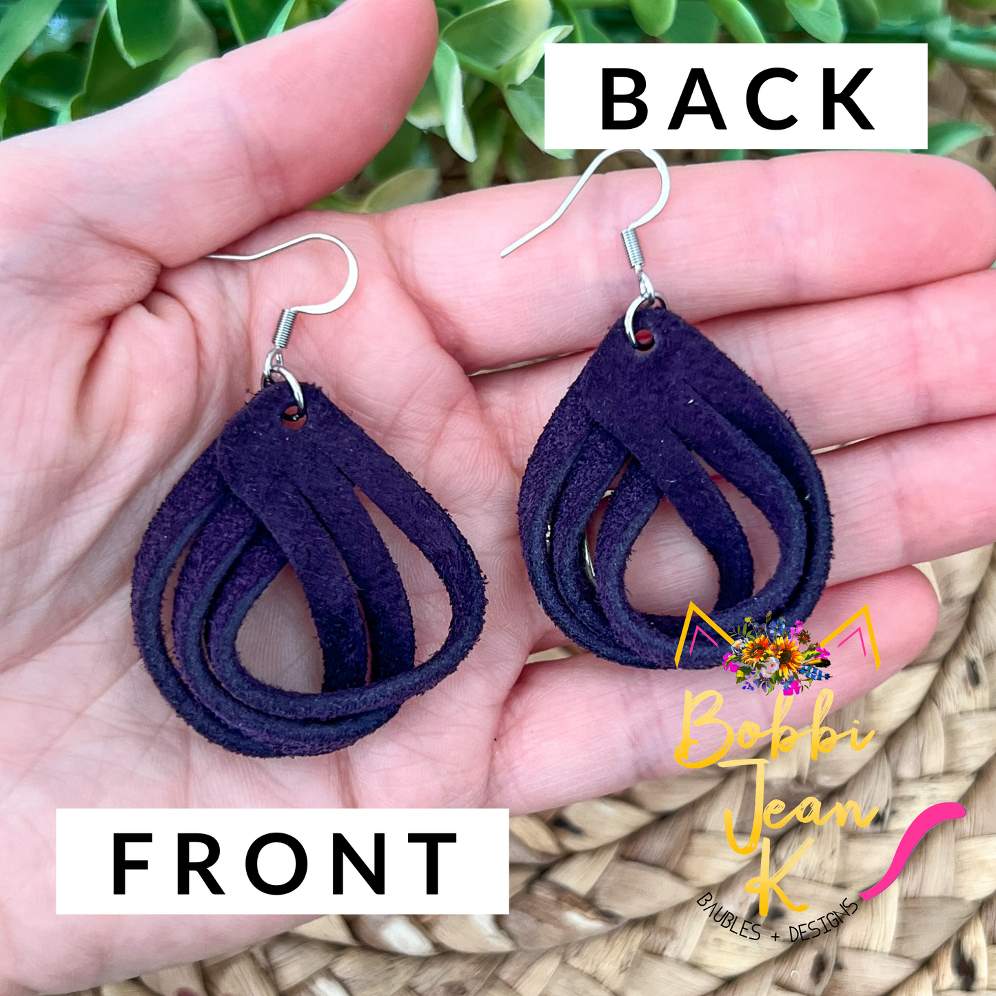 SALE: Dark Purple Loop Suede Leather Earrings - COLOR WILL BE DISCONTINUED ONCE SOLD OUT