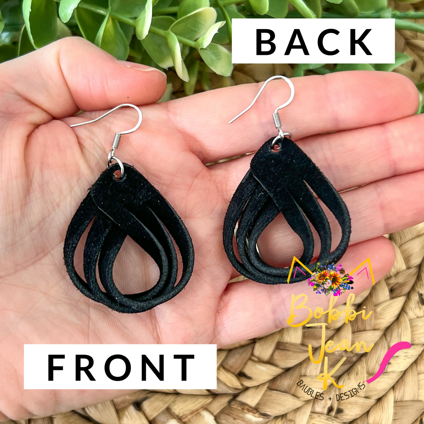 Black Loop Suede Leather Earrings
