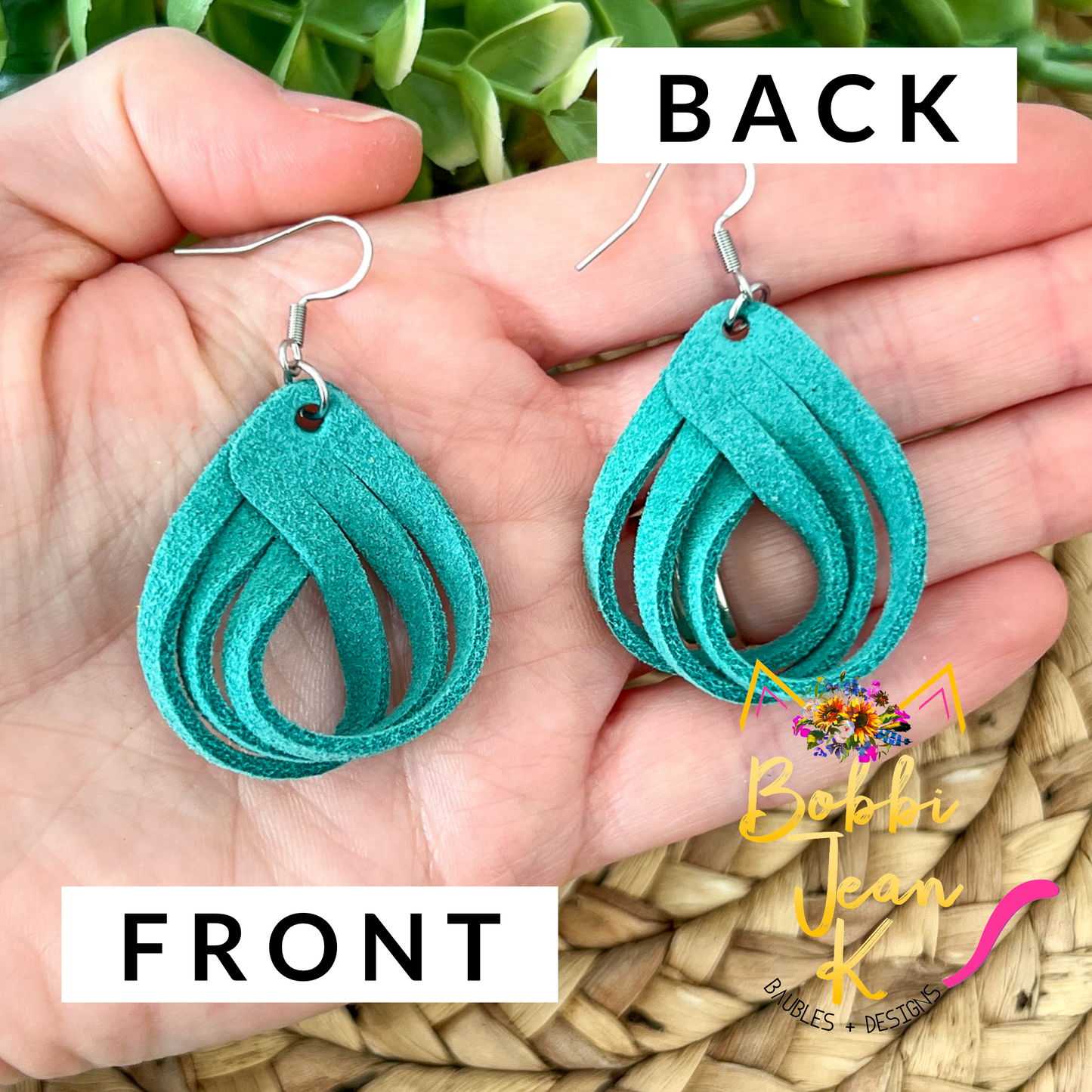 SALE: Sea Foam Green Loop Suede Leather Earrings - COLOR WILL BE DISCONTINUED ONCE SOLD OUT