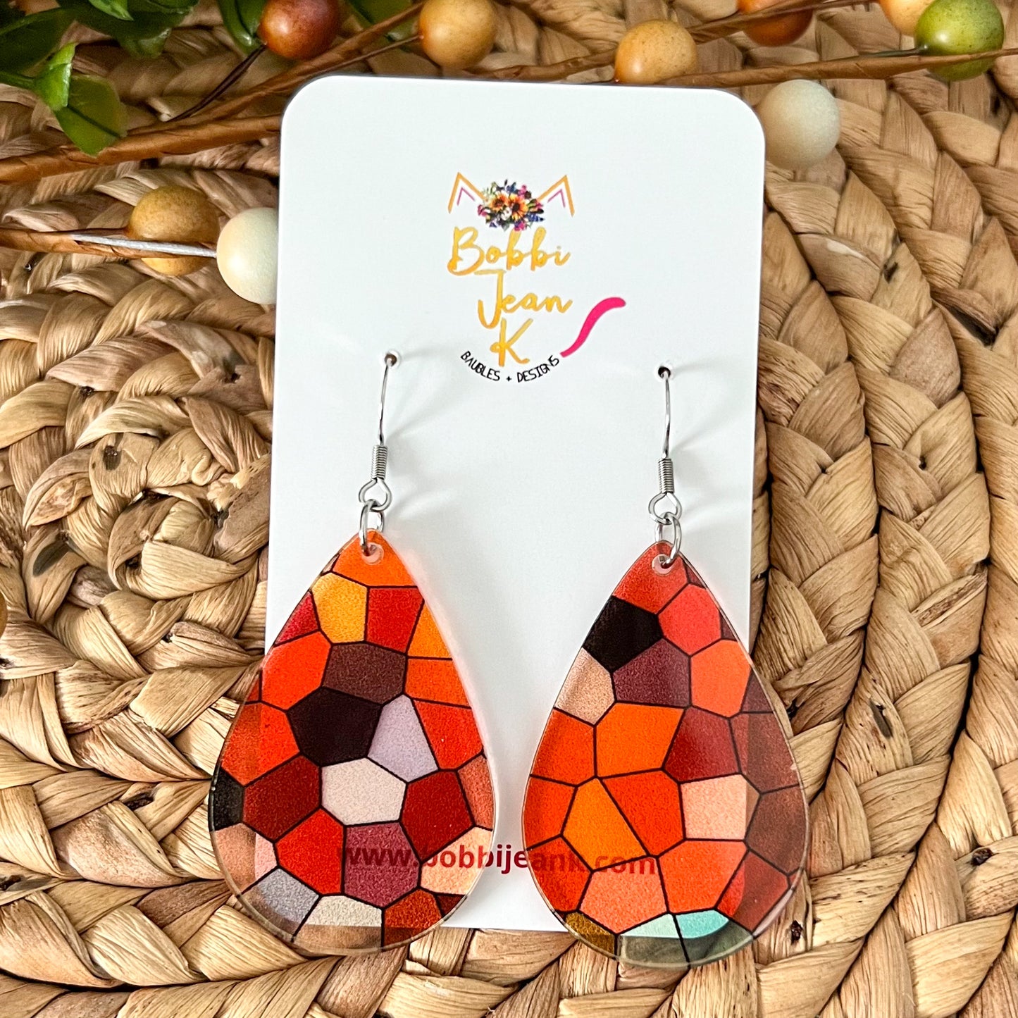 Stained Glass Acrylic Earrings: Choose From 2 Shape Options - LAST CHANCE