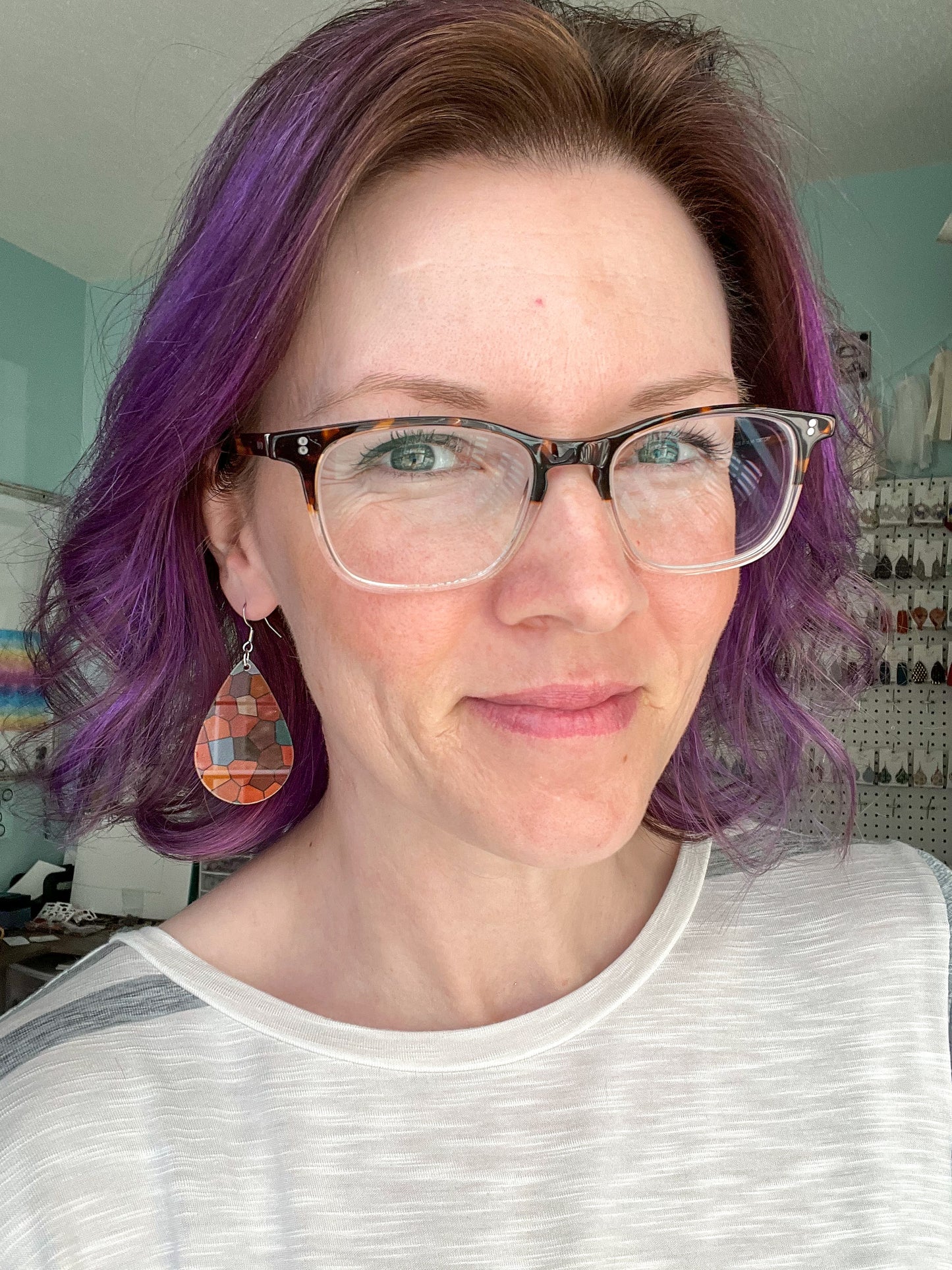 Stained Glass Acrylic Earrings: Choose From 2 Shape Options - LAST CHANCE