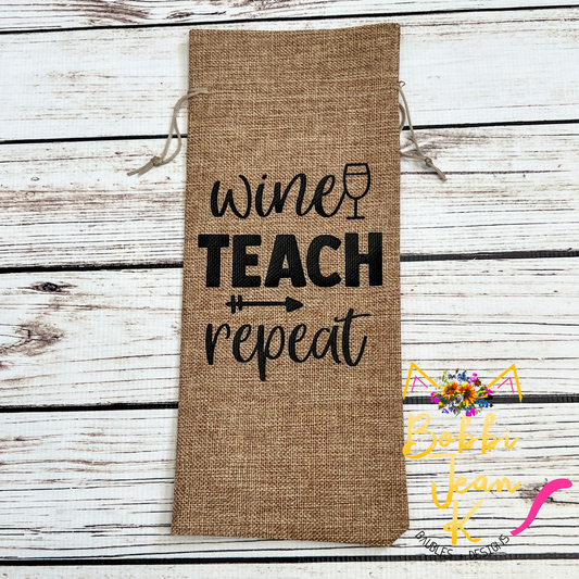 Wine Gift Bag: Wine Teach Repeat - Natural