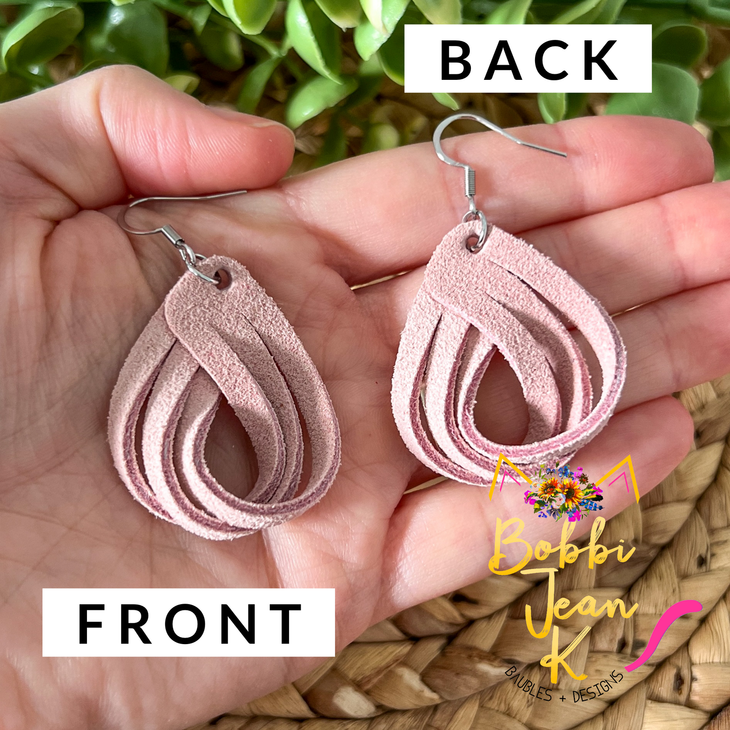 Blush Pink Loop Suede Leather Earrings