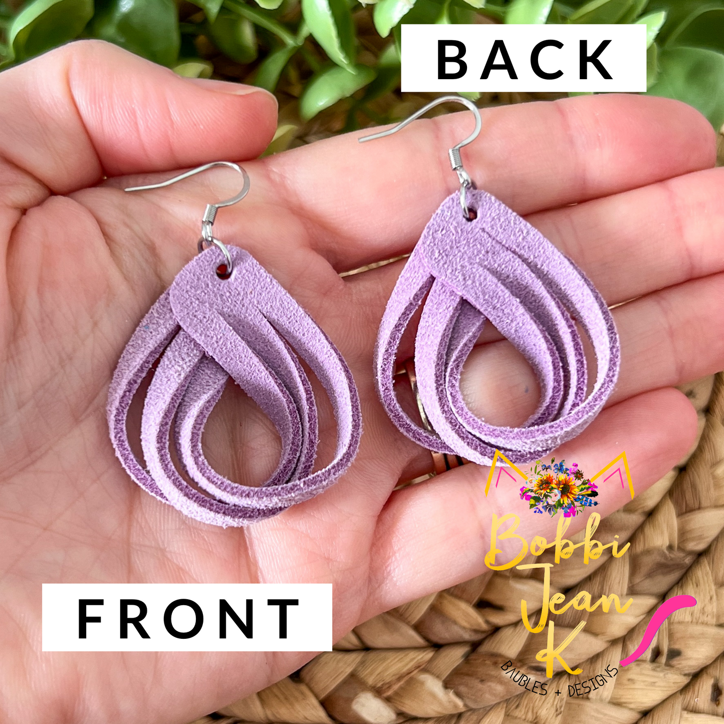 Lilac Loop Suede Leather Earrings