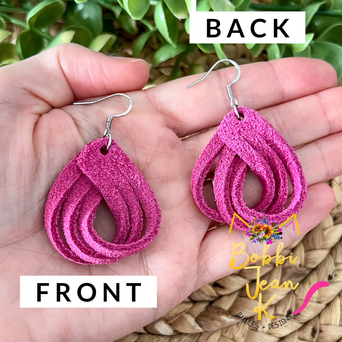 Pink Loop Suede Leather Earrings