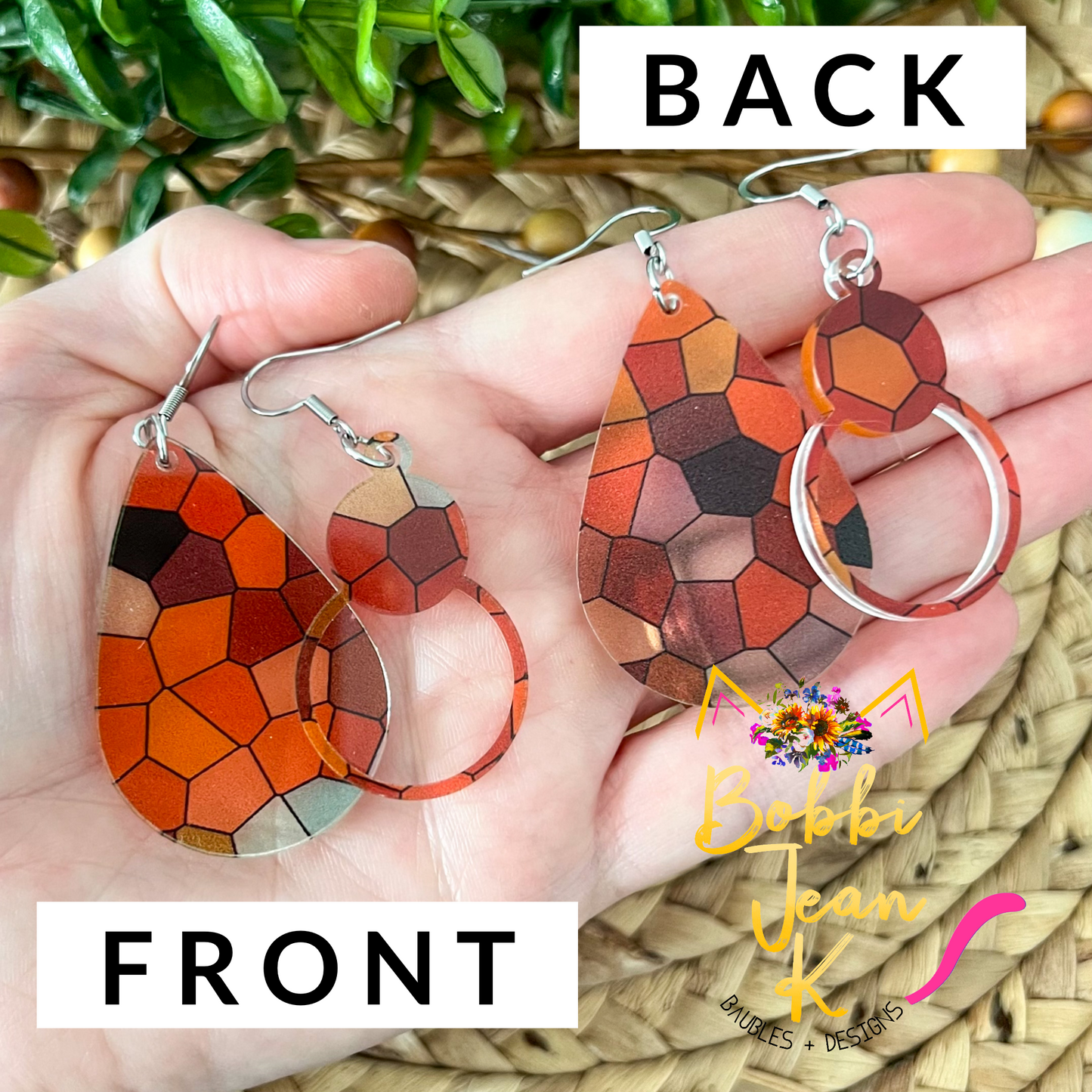 Stained Glass Acrylic Earrings: Choose From 2 Shape Options - LAST CHANCE