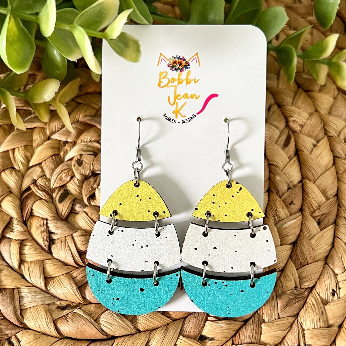 Speckled Split Egg Wood Earrings: Choose From 2 Color Options