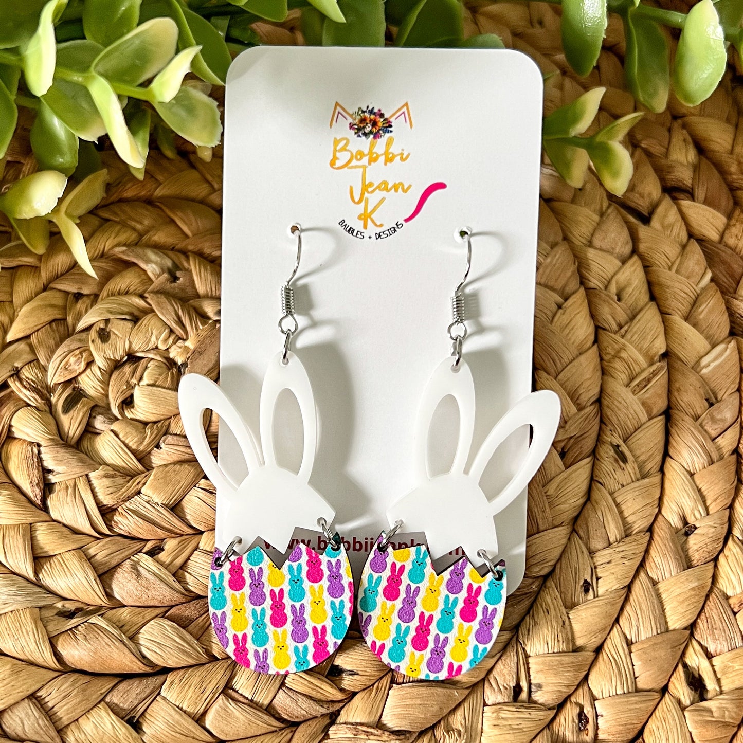 Colorful Bunnies Wood Earrings: Choose From 3 Styles