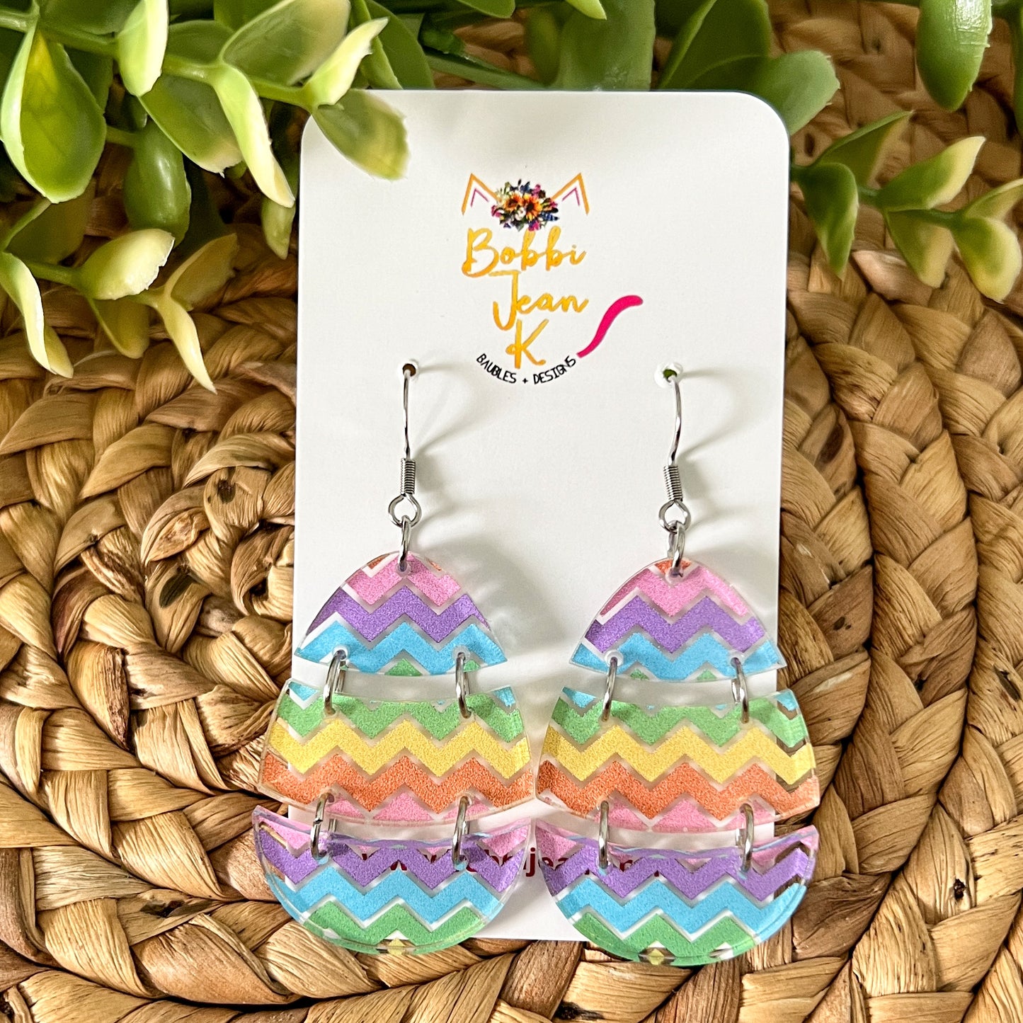 Pastel Chevron Acrylic Earrings: Choose From 3 Styles