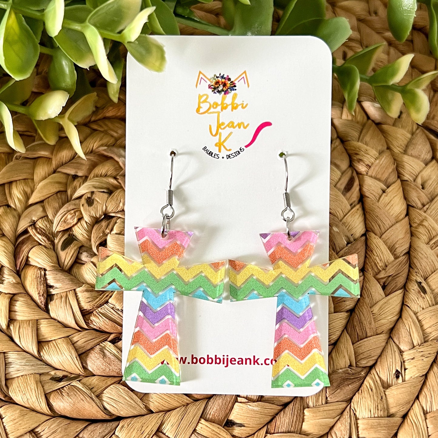Pastel Chevron Acrylic Earrings: Choose From 3 Styles
