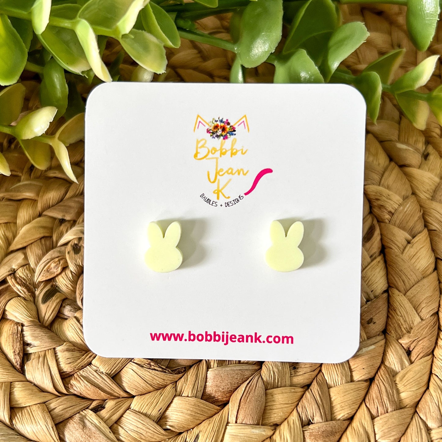 Mini Pastel Bunny Matte Acrylic Studs: Choose From 4 Colors