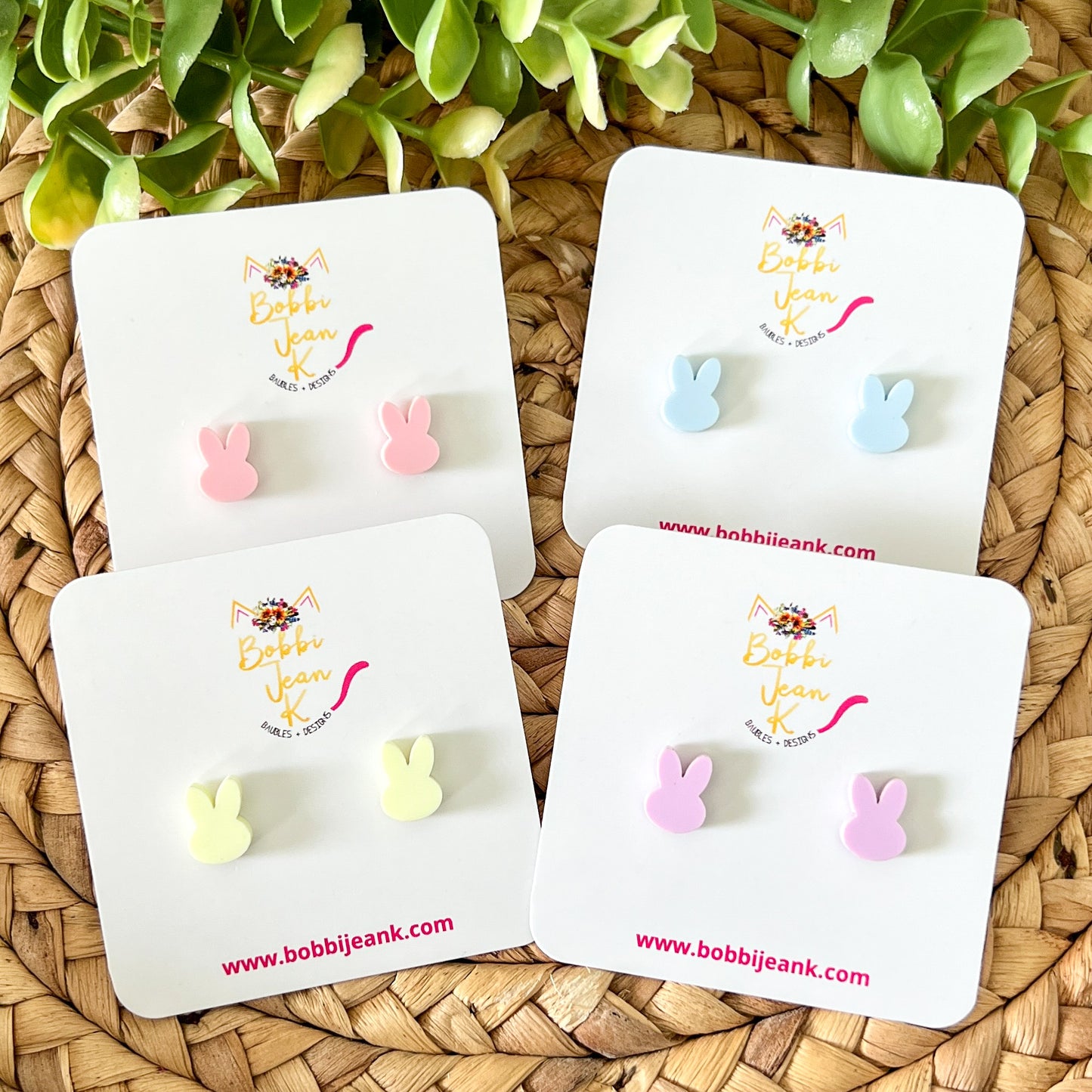 Mini Pastel Bunny Matte Acrylic Studs: Choose From 4 Colors