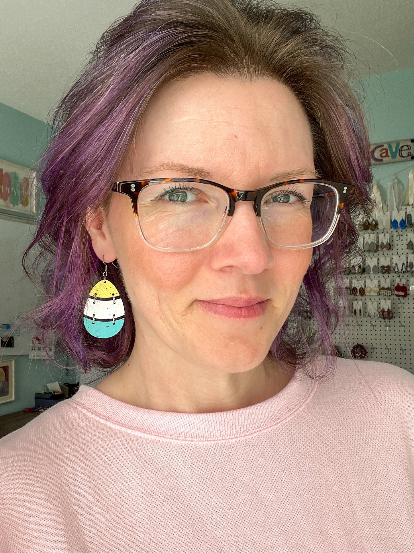 Speckled Split Egg Wood Earrings: Choose From 2 Color Options