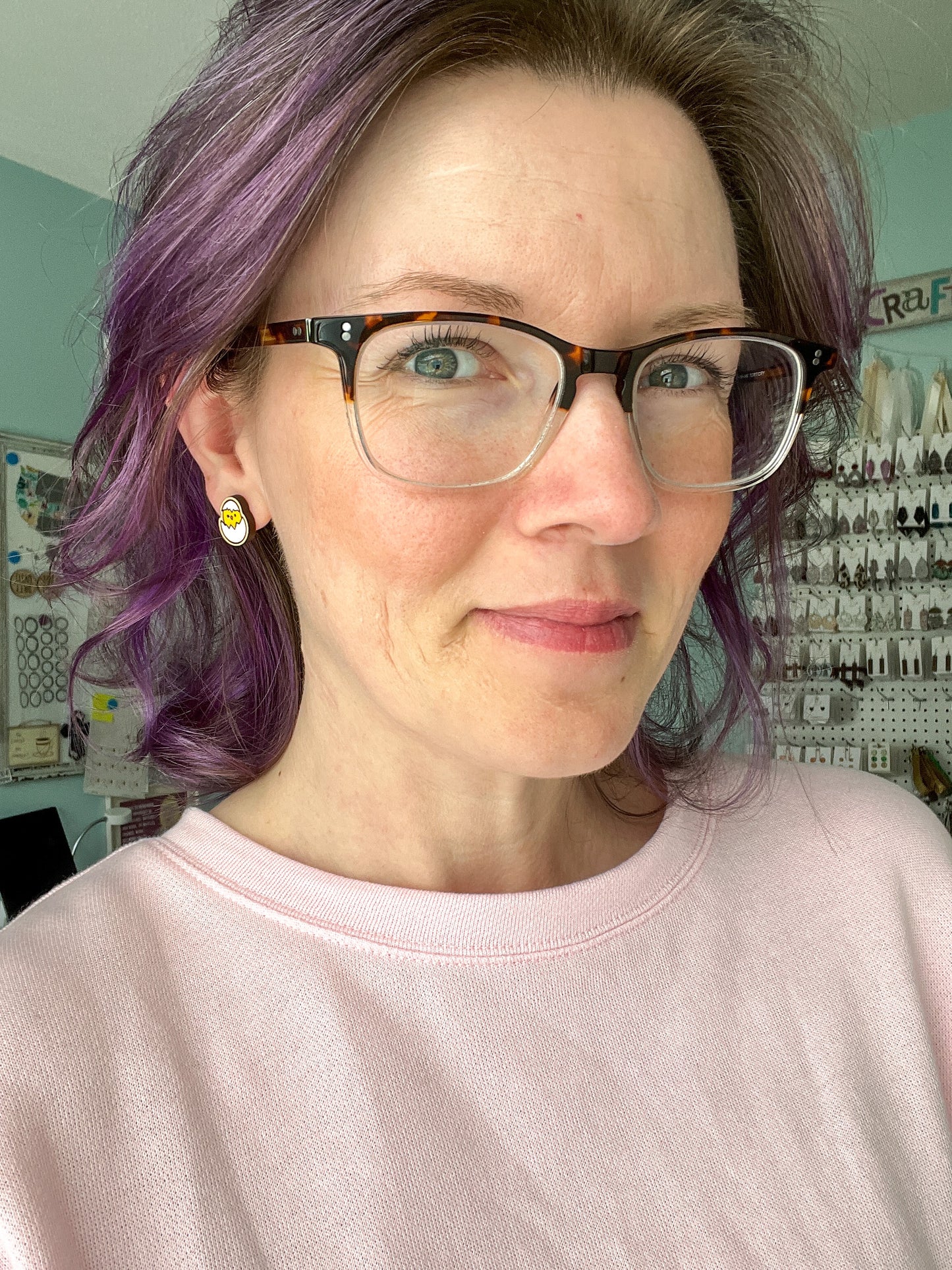 Chick in Egg Hand Painted Wood Earrings: Choose From Dangles or Studs