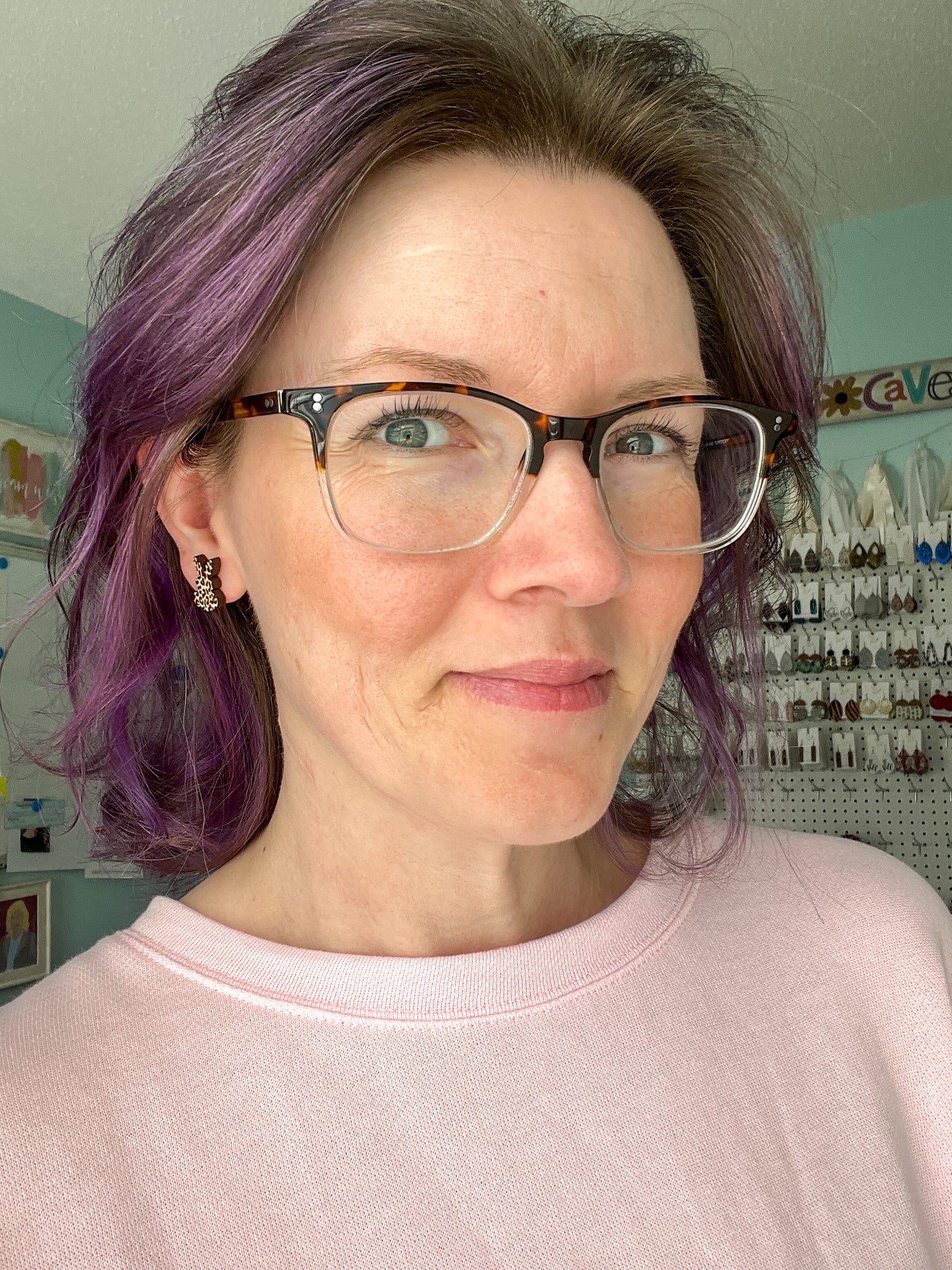 Leopard Engraved Wood Bunny Studs - LAST CHANCE - DESIGN BEING DISCONTINUED