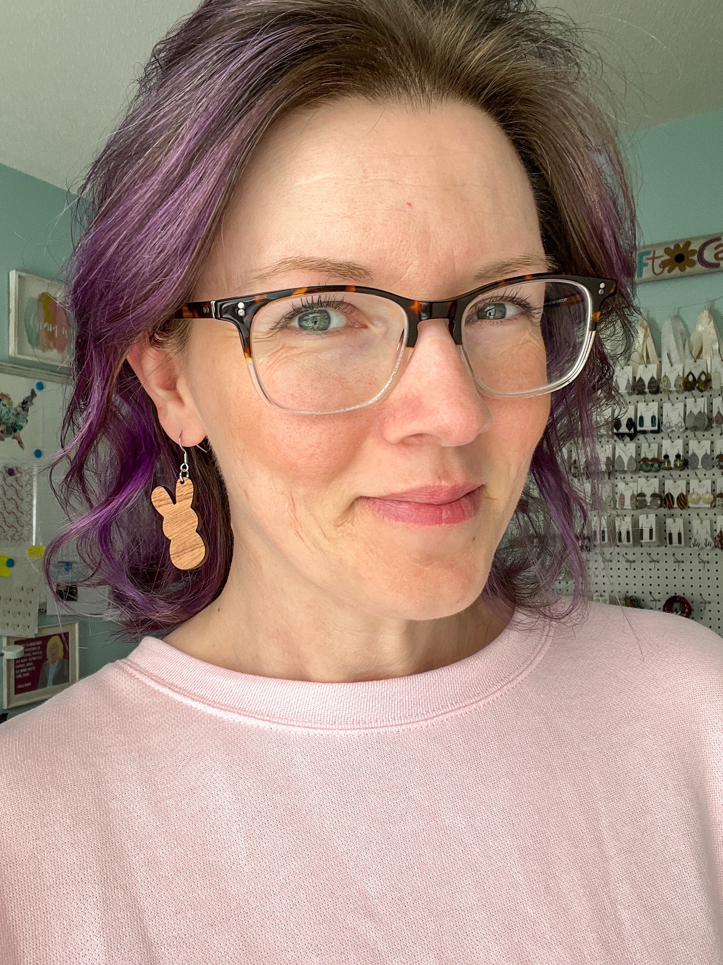 Wood Bunny Earrings - LAST CHANCE - DESIGN BEING DISCONTINUED