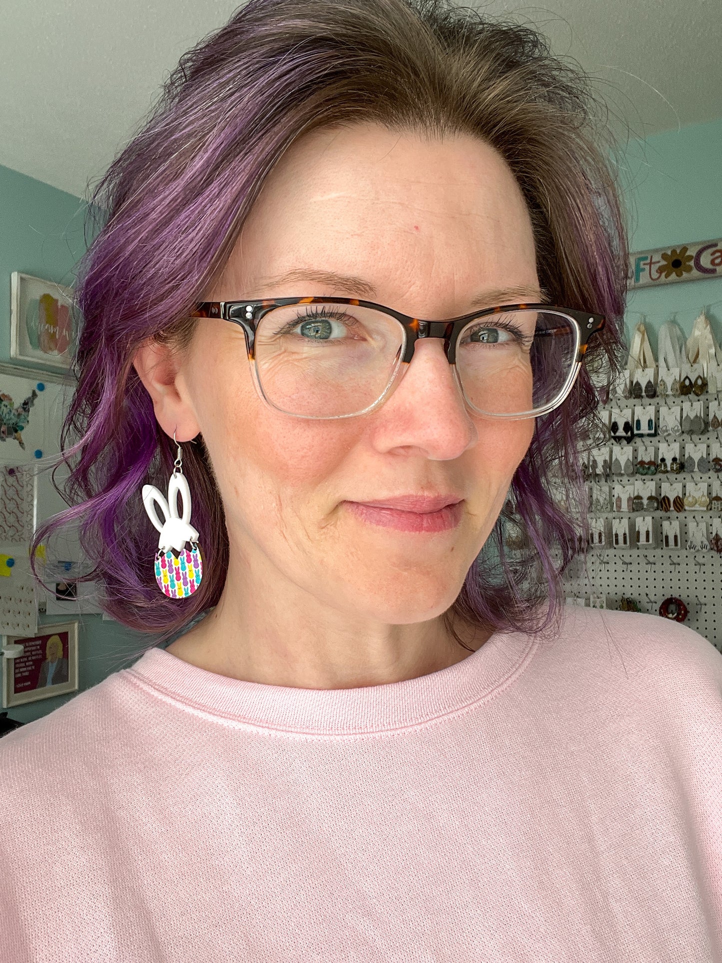 Colorful Bunnies Wood Earrings: Choose From 3 Styles