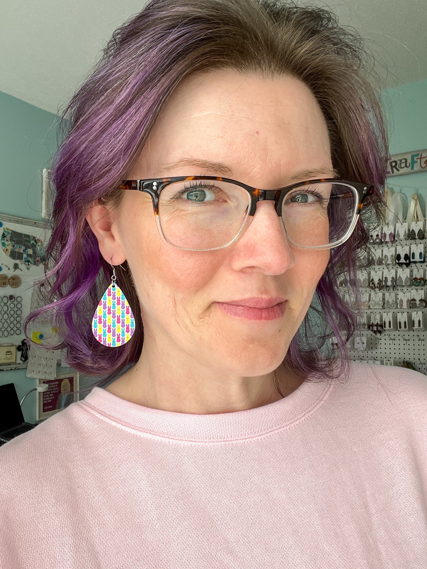 Colorful Bunnies Wood Earrings: Choose From 3 Styles