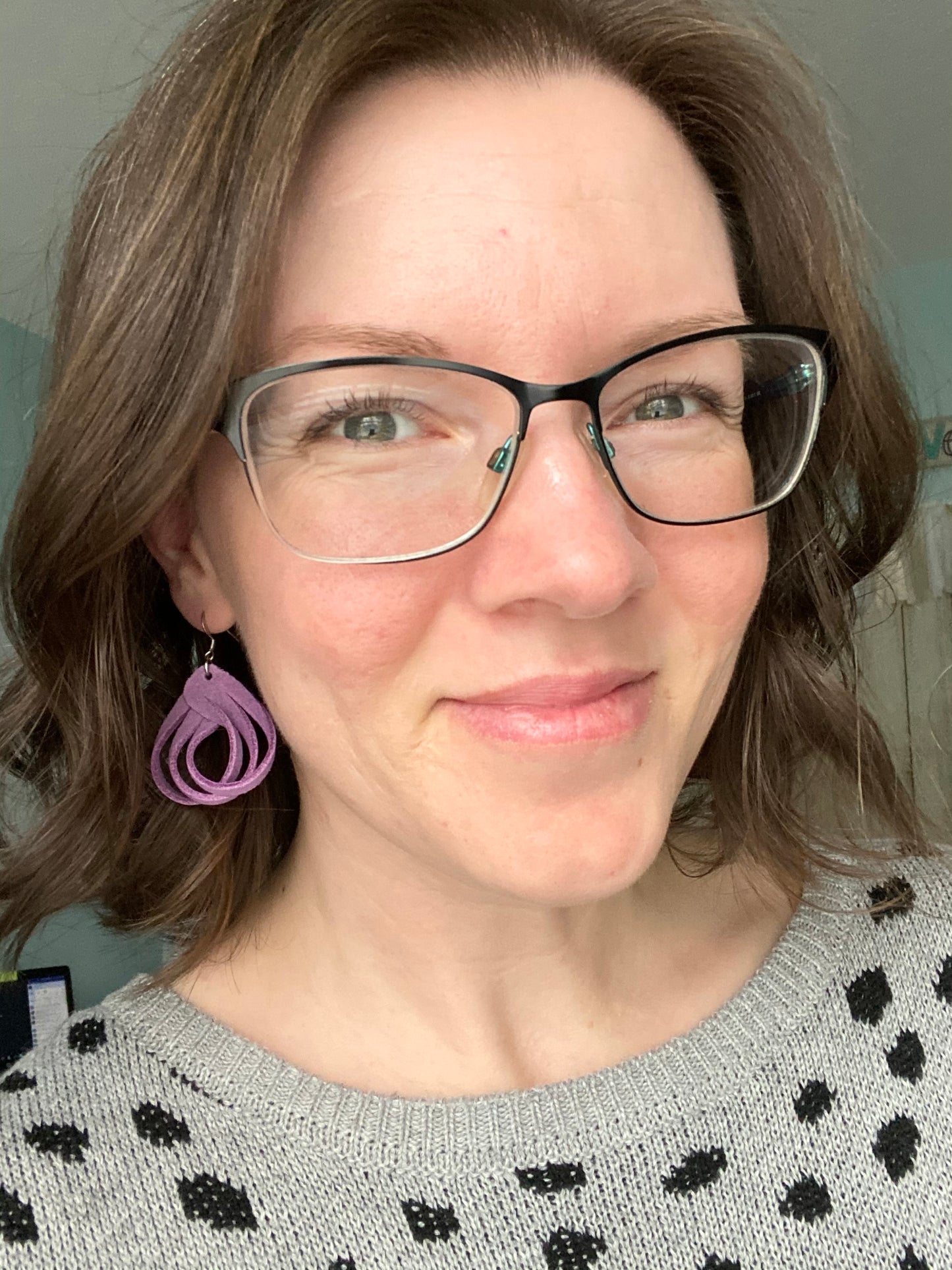 Lilac Loop Suede Leather Earrings