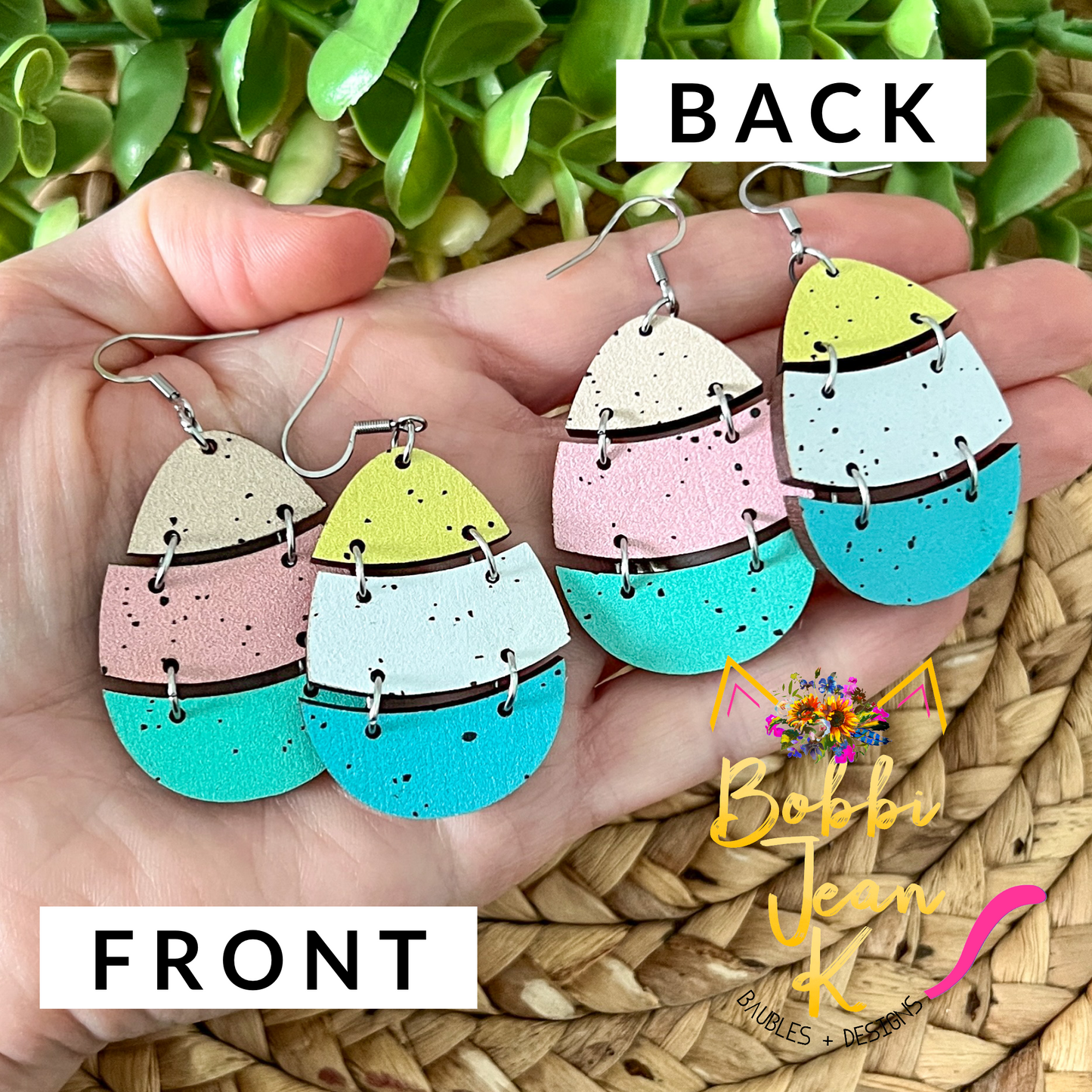 Speckled Split Egg Wood Earrings: Choose From 2 Color Options