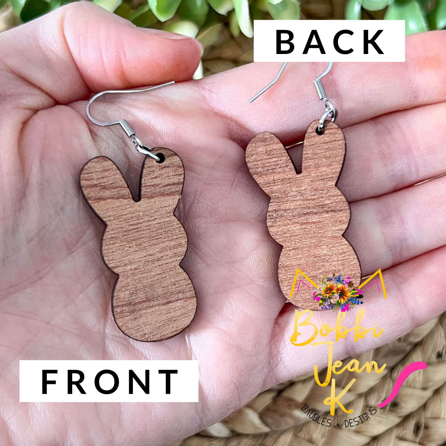 Wood Bunny Earrings - LAST CHANCE - DESIGN BEING DISCONTINUED