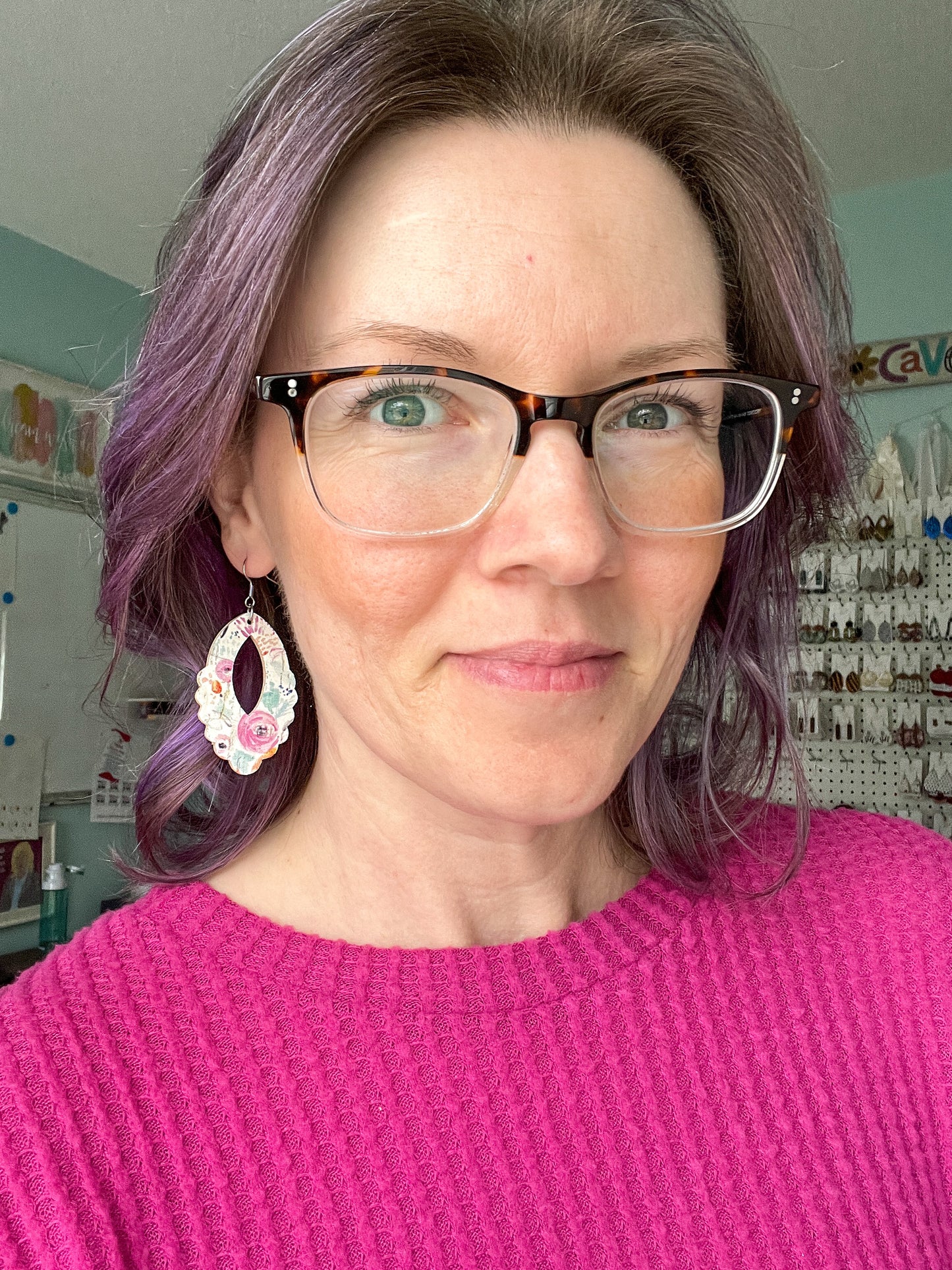 Peony Floral Cork on Leather Earrings: Choose From 3 Styles - LAST CHANCE